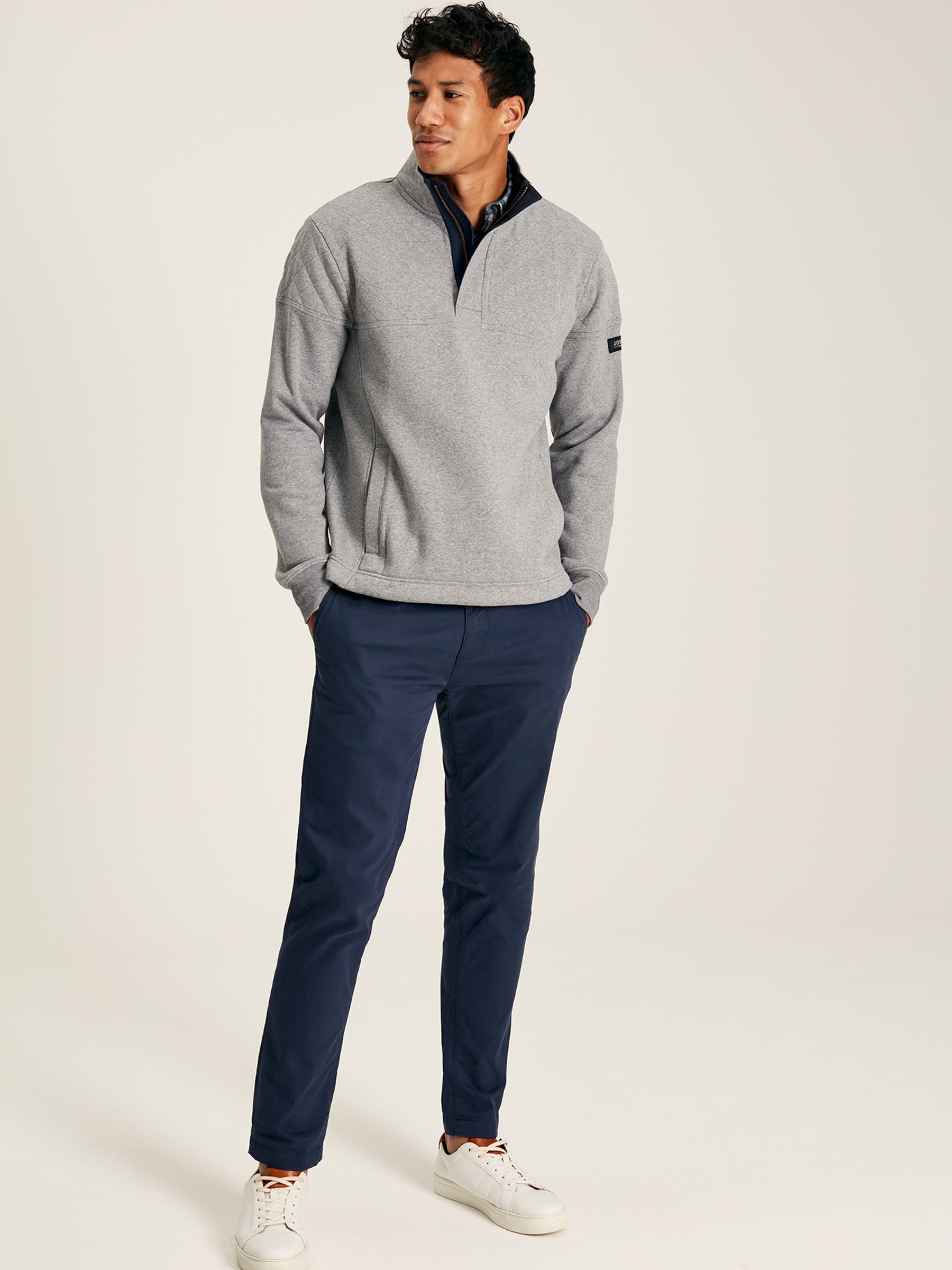 Darrington Grey Quarter Zip Quilted Sweatshirt - Image 1 of 6