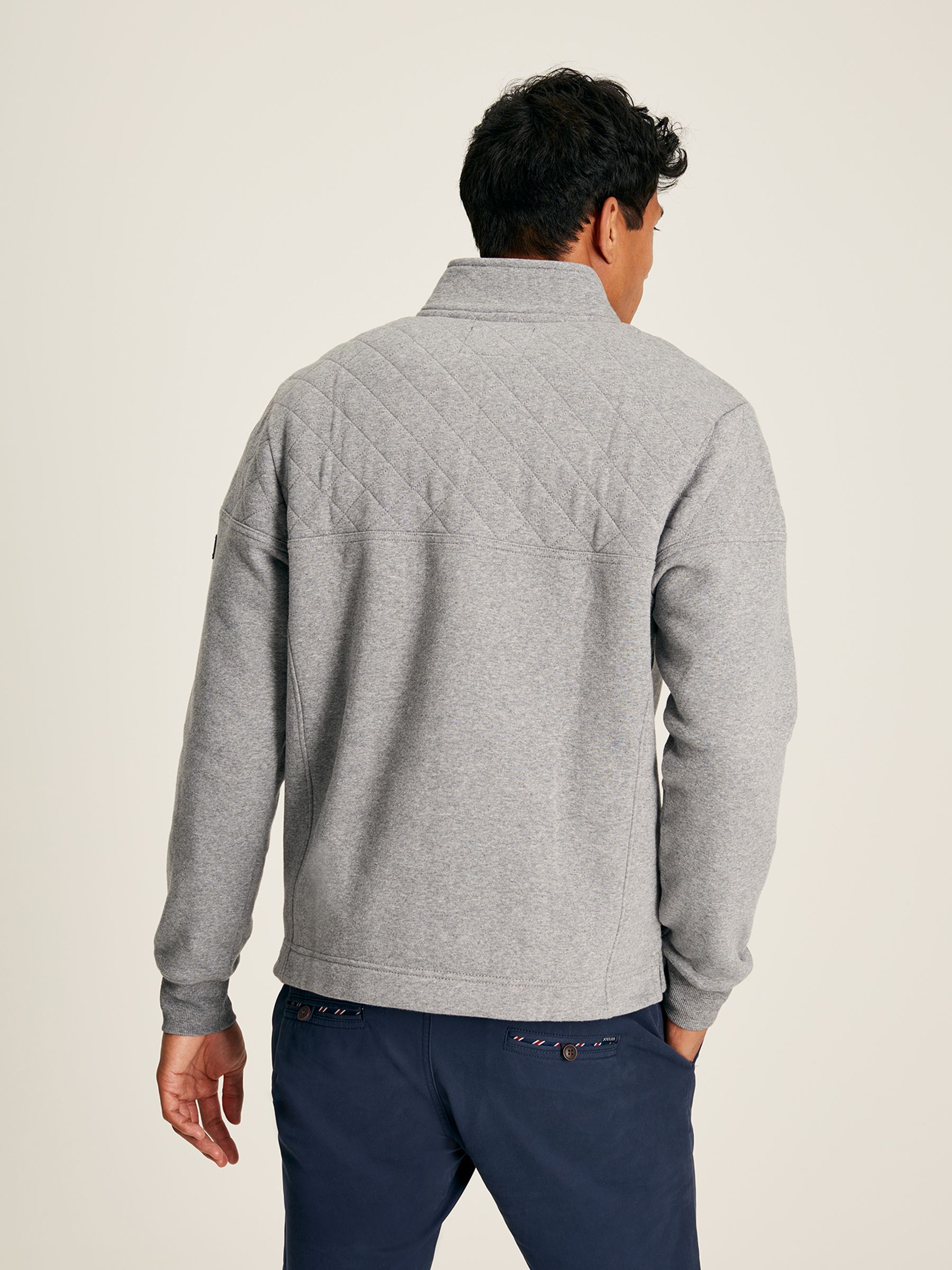 Darrington Grey Quarter Zip Quilted Sweatshirt | Joules