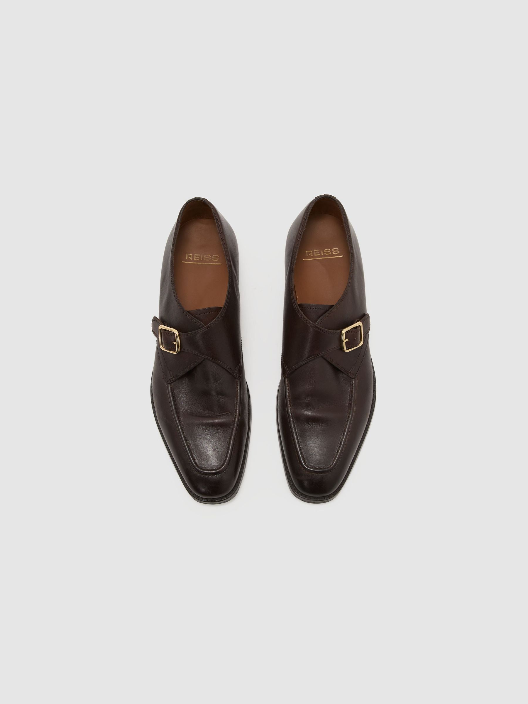 Leather Single Monk-Strap Shoes in Dark Brown - Image 3 of 6