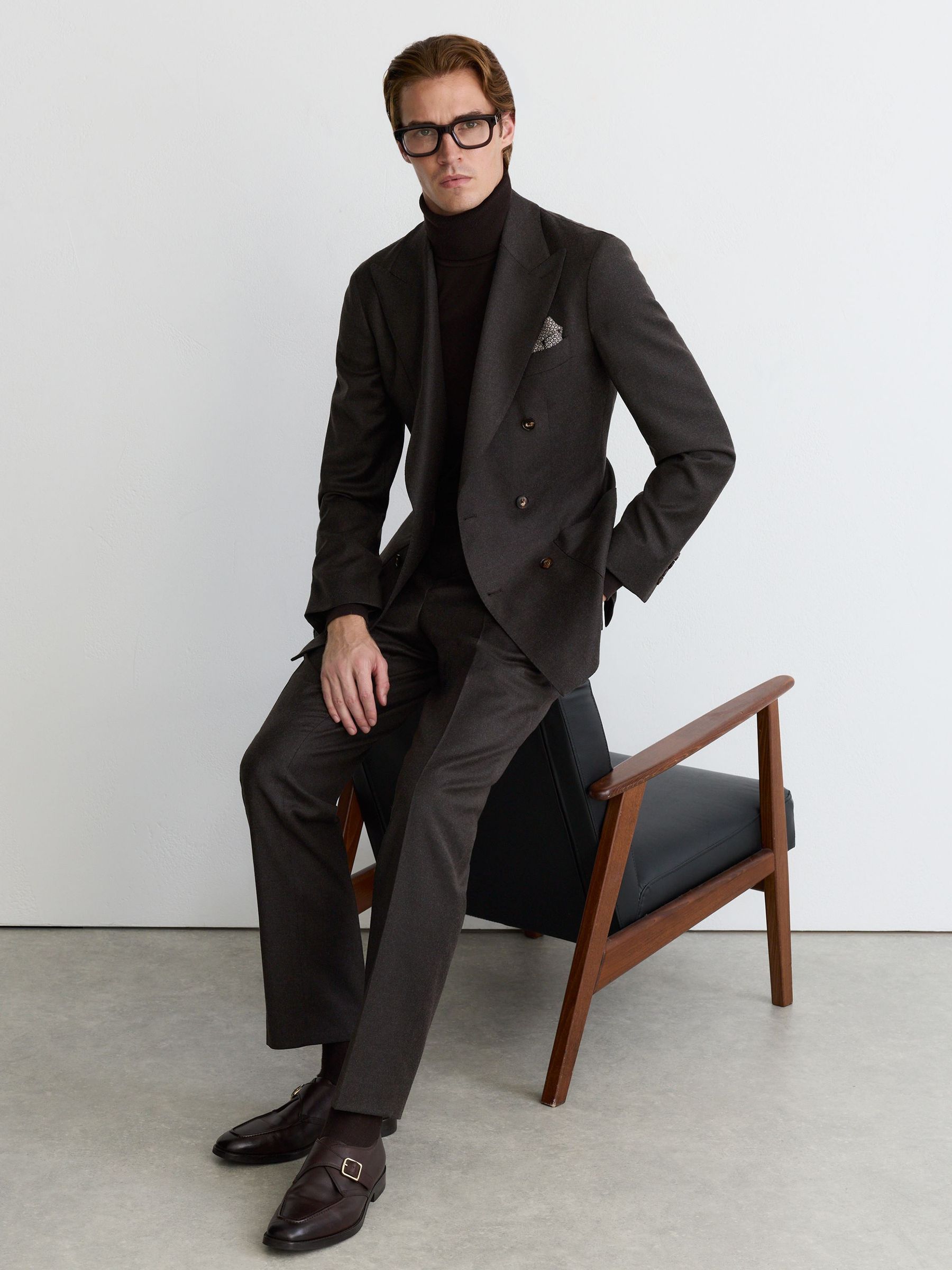 Leather Single Monk-Strap Shoes in Dark Brown - Image 4 of 6
