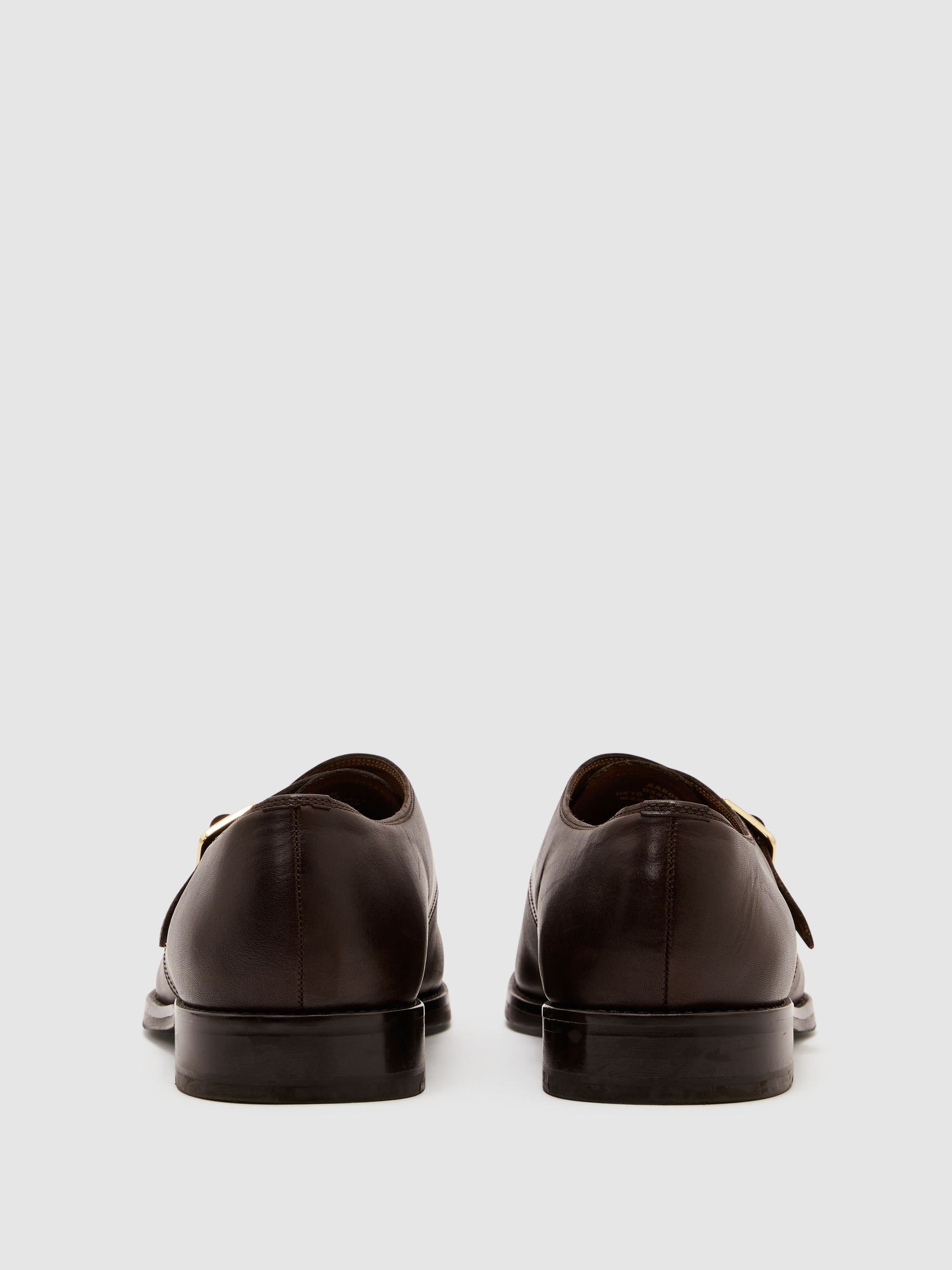 Leather Single Monk-Strap Shoes in Dark Brown - Image 5 of 6