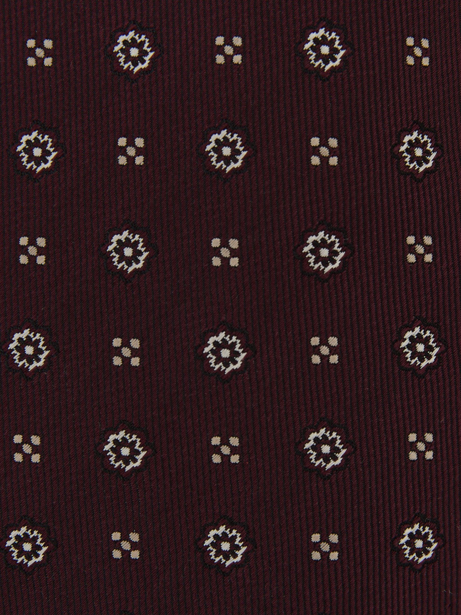 Silk-Blend Micro Floral Medallion Tie in Burgundy - Image 5 of 5