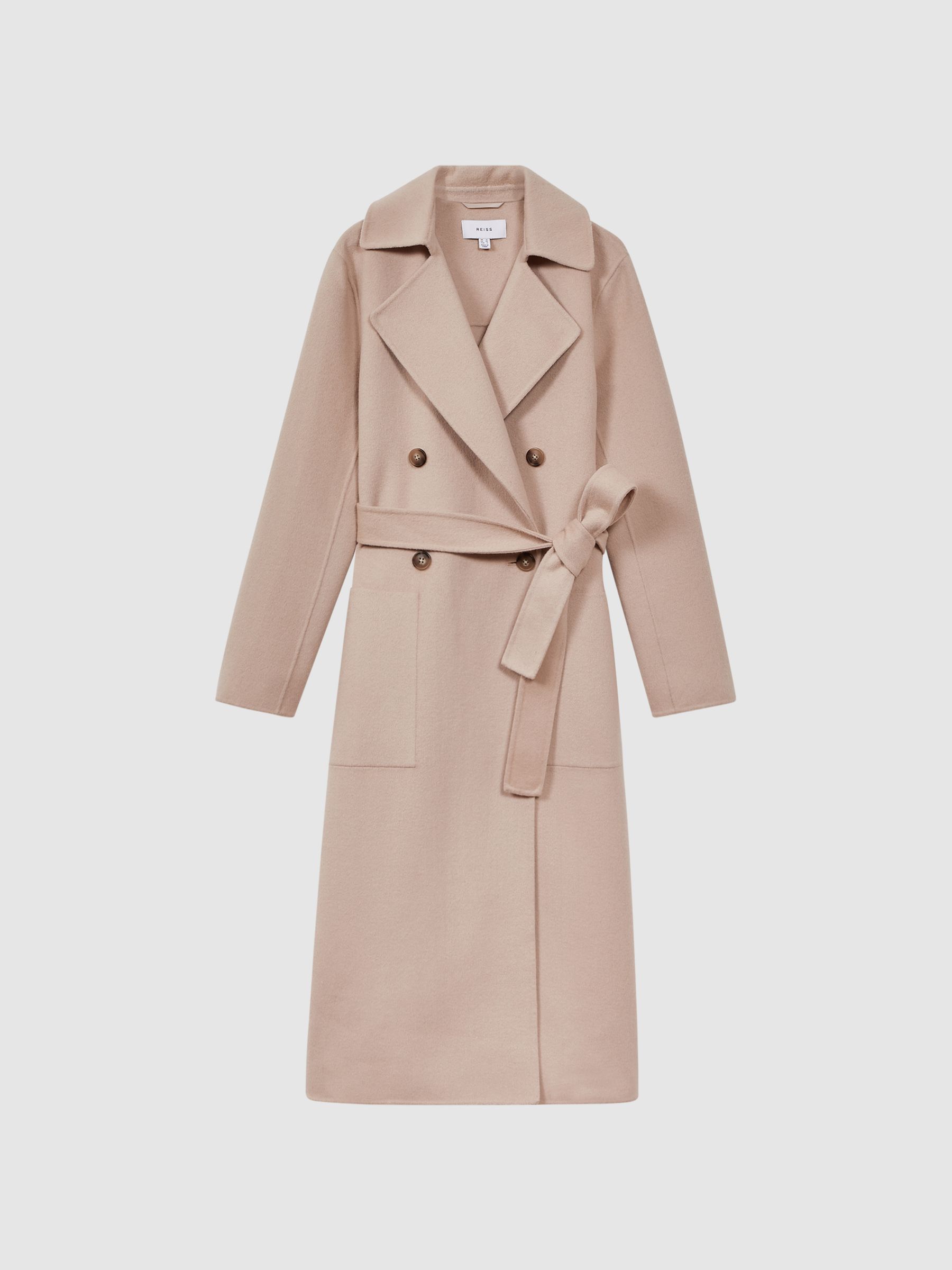 Wool Blend Double Breasted Blindseam Coat in Neutral - Image 2 of 6