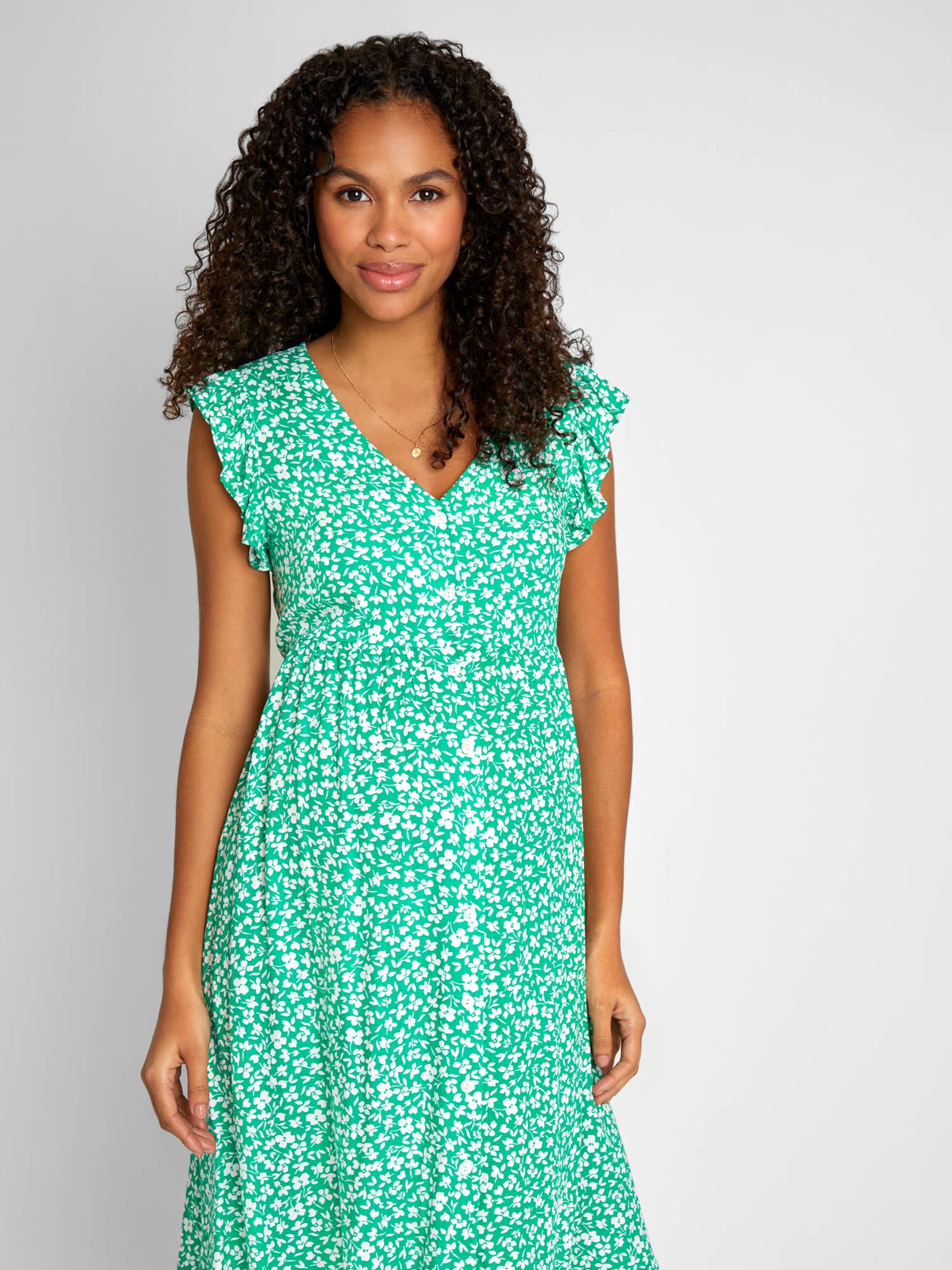 Green Ditsy Print Maternity Summer Dress - Image 3 of 6