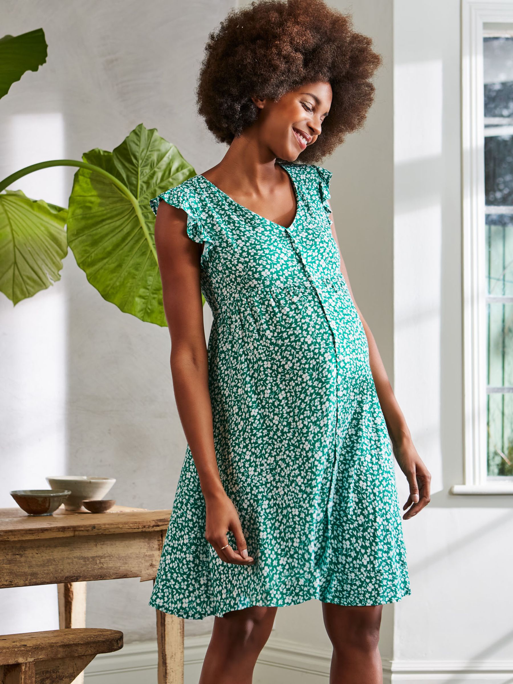 Green Ditsy Print Maternity Summer Dress - Image 6 of 6
