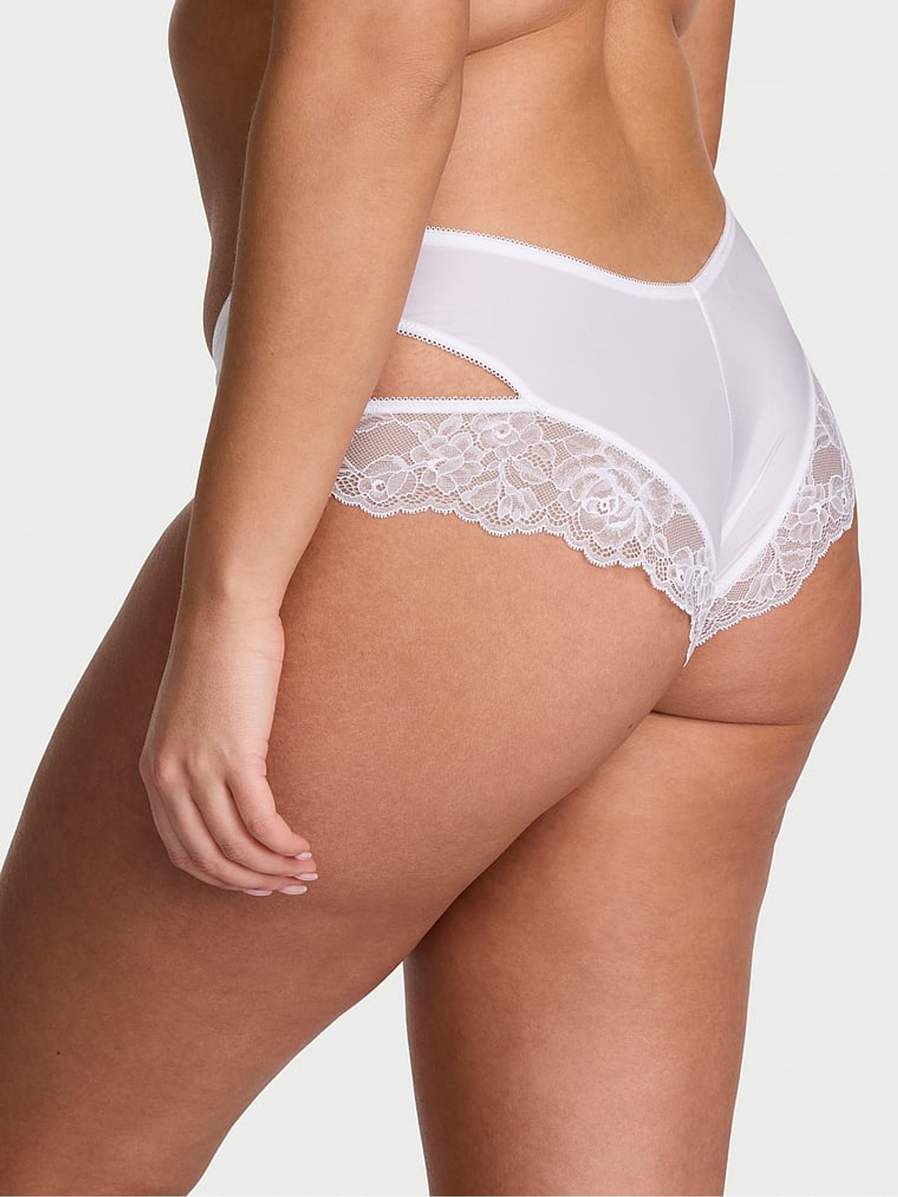 White Cheeky Lace Trim Cut Out Knickers - Image 2 of 2 White Cheeky Lace Trim Cut Out Knickers - Image 2 of 2