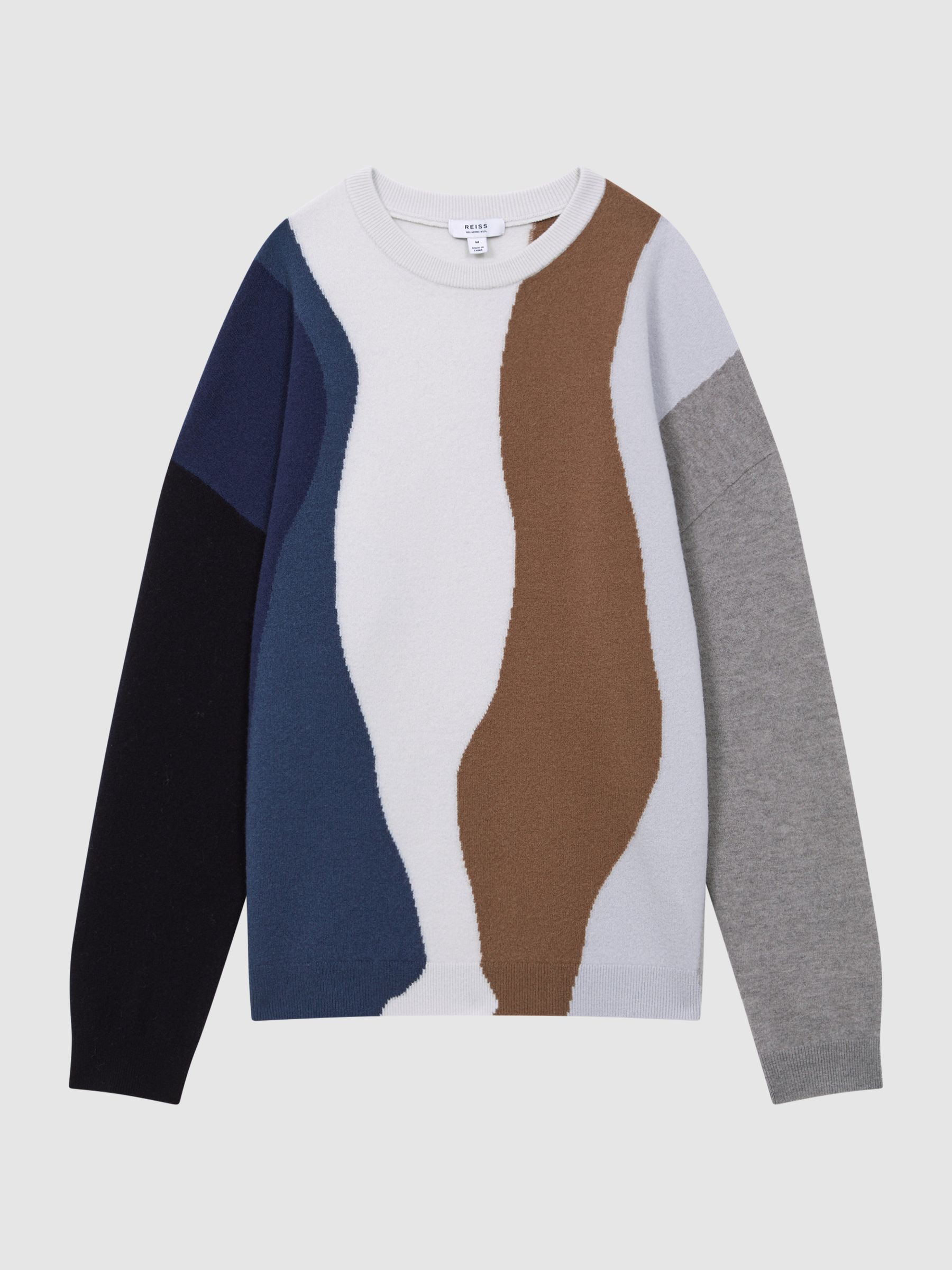 Fluffy Wool Crew Neck Jumper in Blue Multi - Image 2 of 5