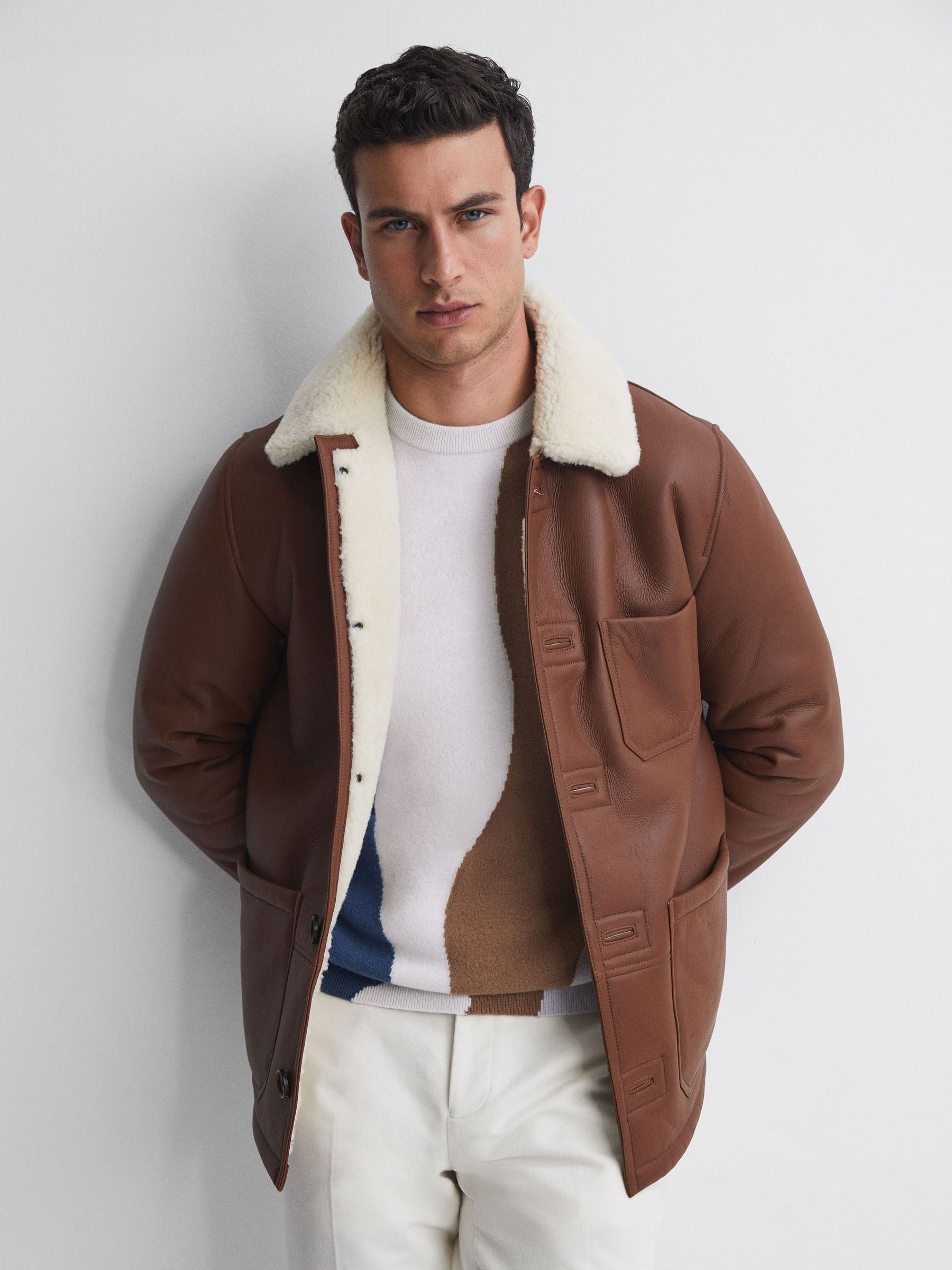 Fluffy Wool Crew Neck Jumper in Blue Multi - Image 3 of 5