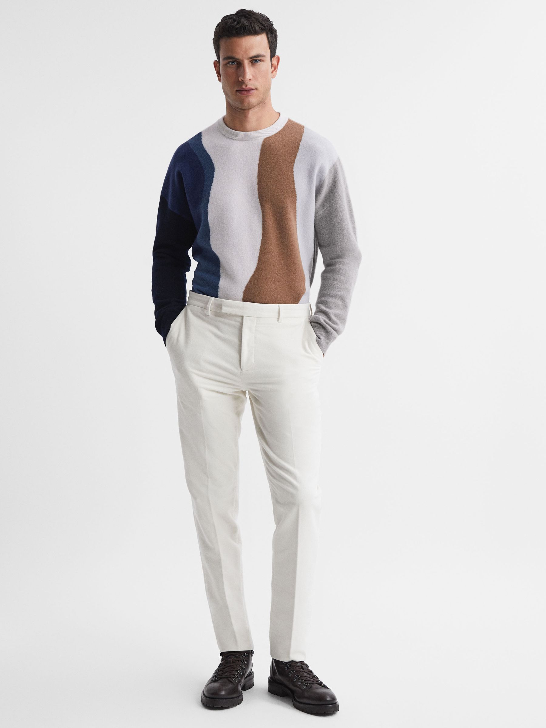 Fluffy Wool Crew Neck Jumper in Blue Multi - Image 4 of 5