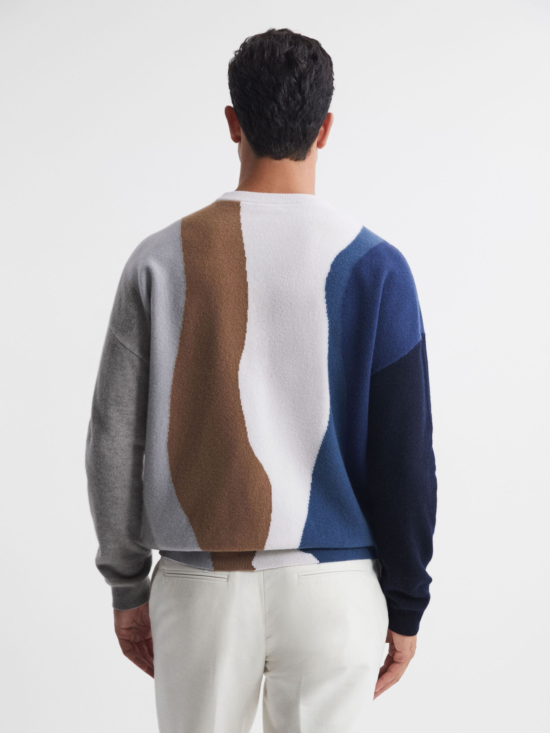 Fluffy Wool Crew Neck Jumper in Blue Multi - Image 5 of 5