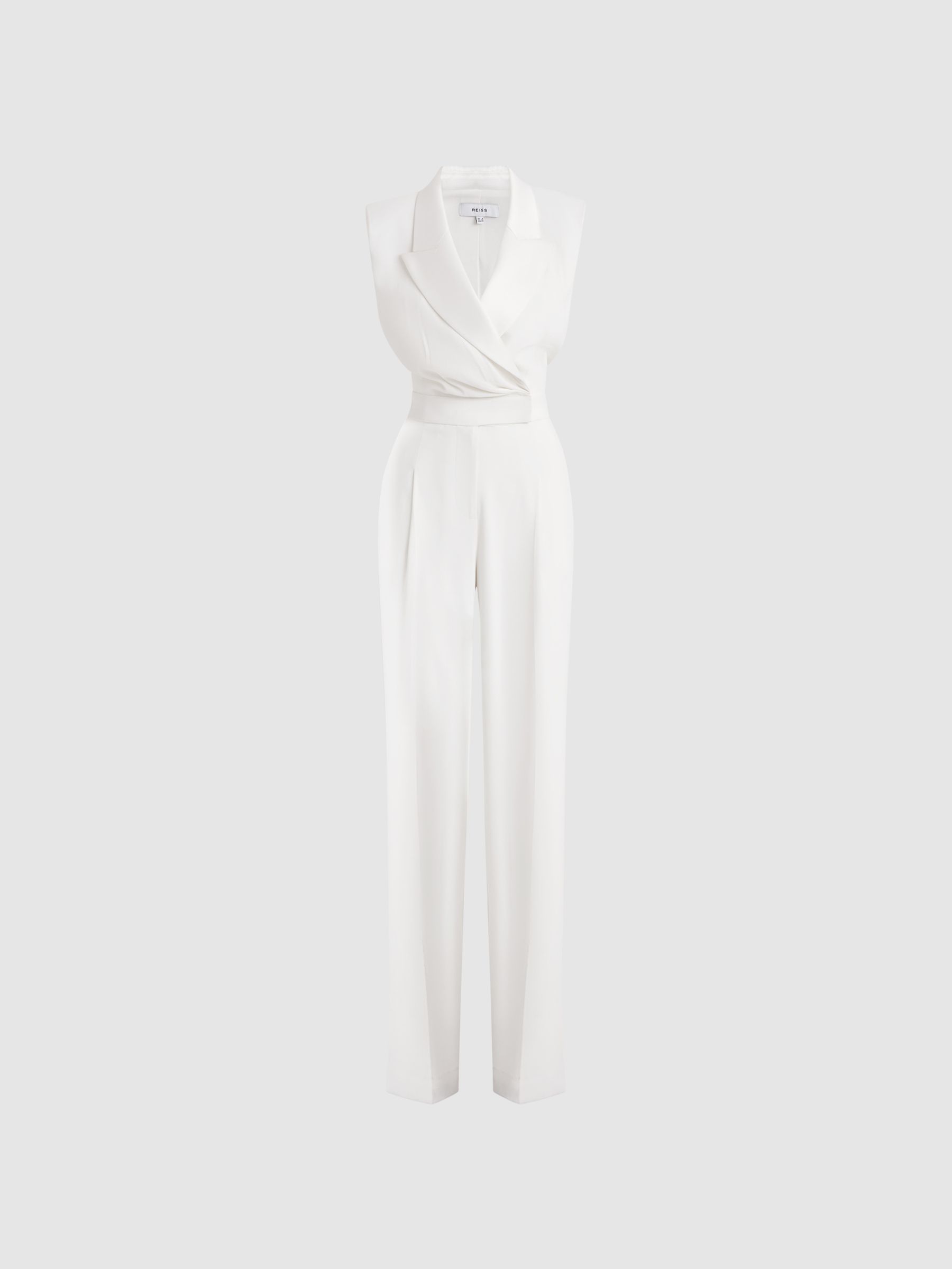 Satin Lapel Jumpsuit in Ivory - Image 2 of 4