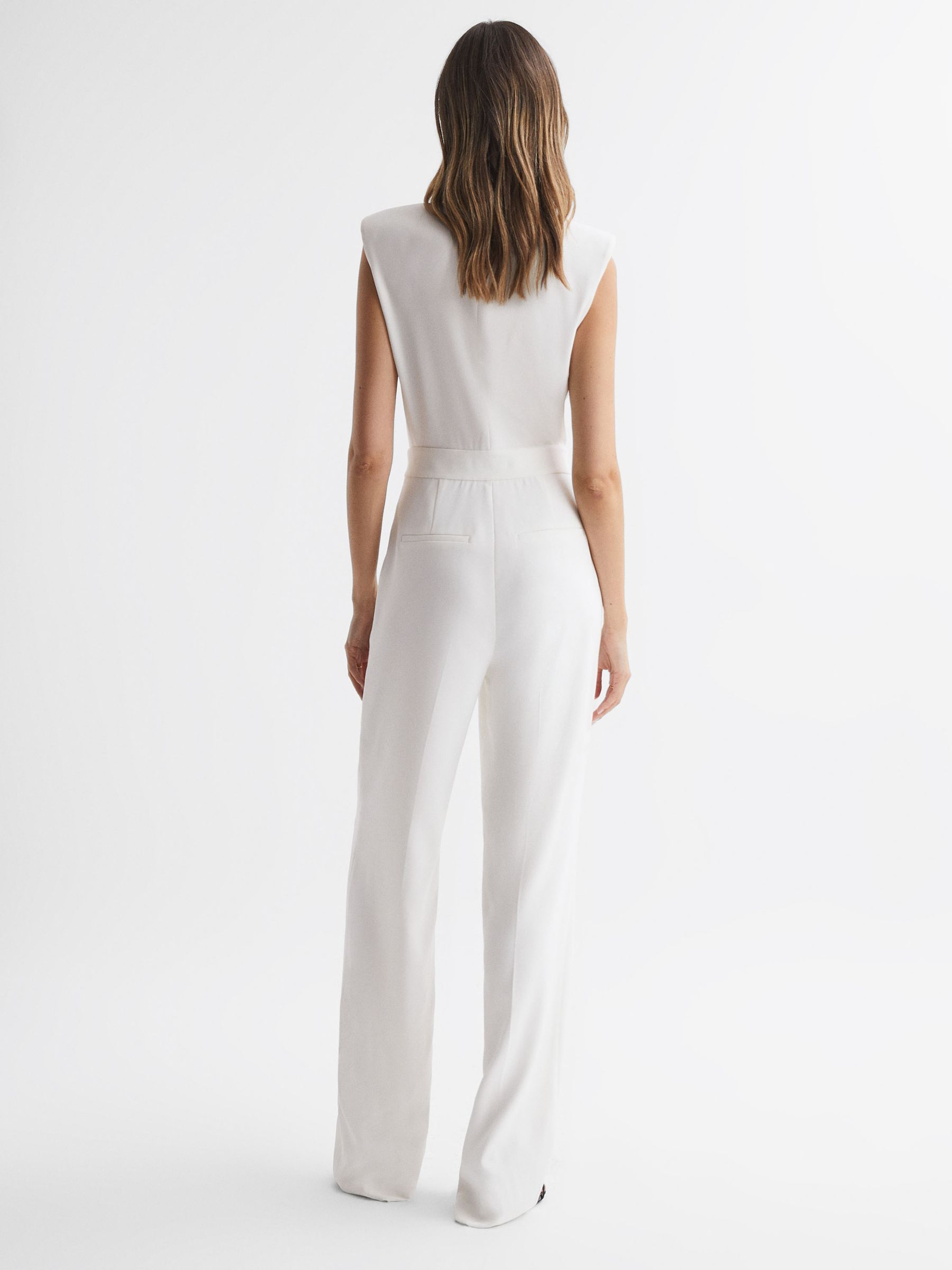 Satin Lapel Jumpsuit in Ivory - Image 4 of 4