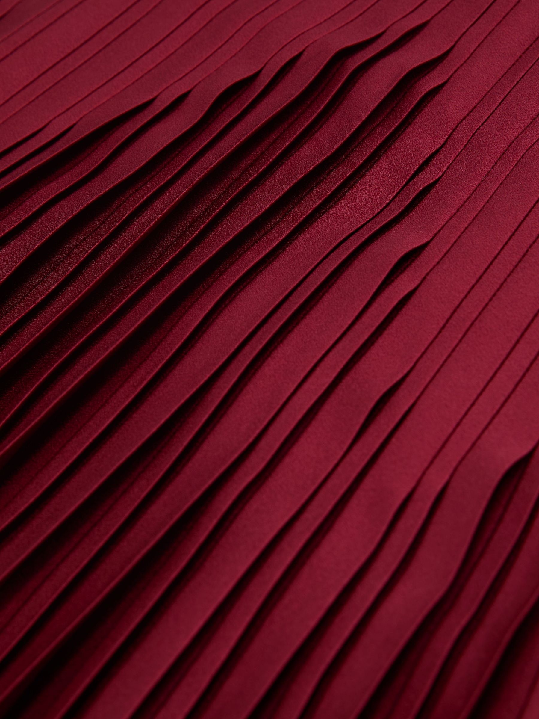 Satin-Finish Pleated Midi Skirt in Red - Image 8 of 8