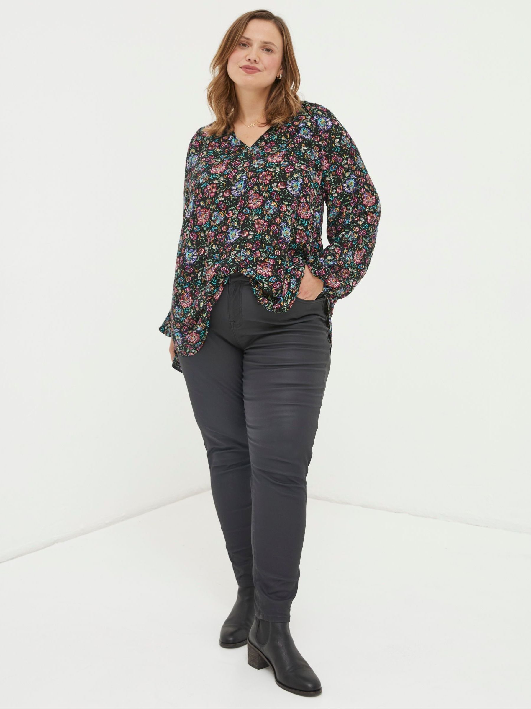 Black Five Pocket Coated Leggings - Image 3 of 6