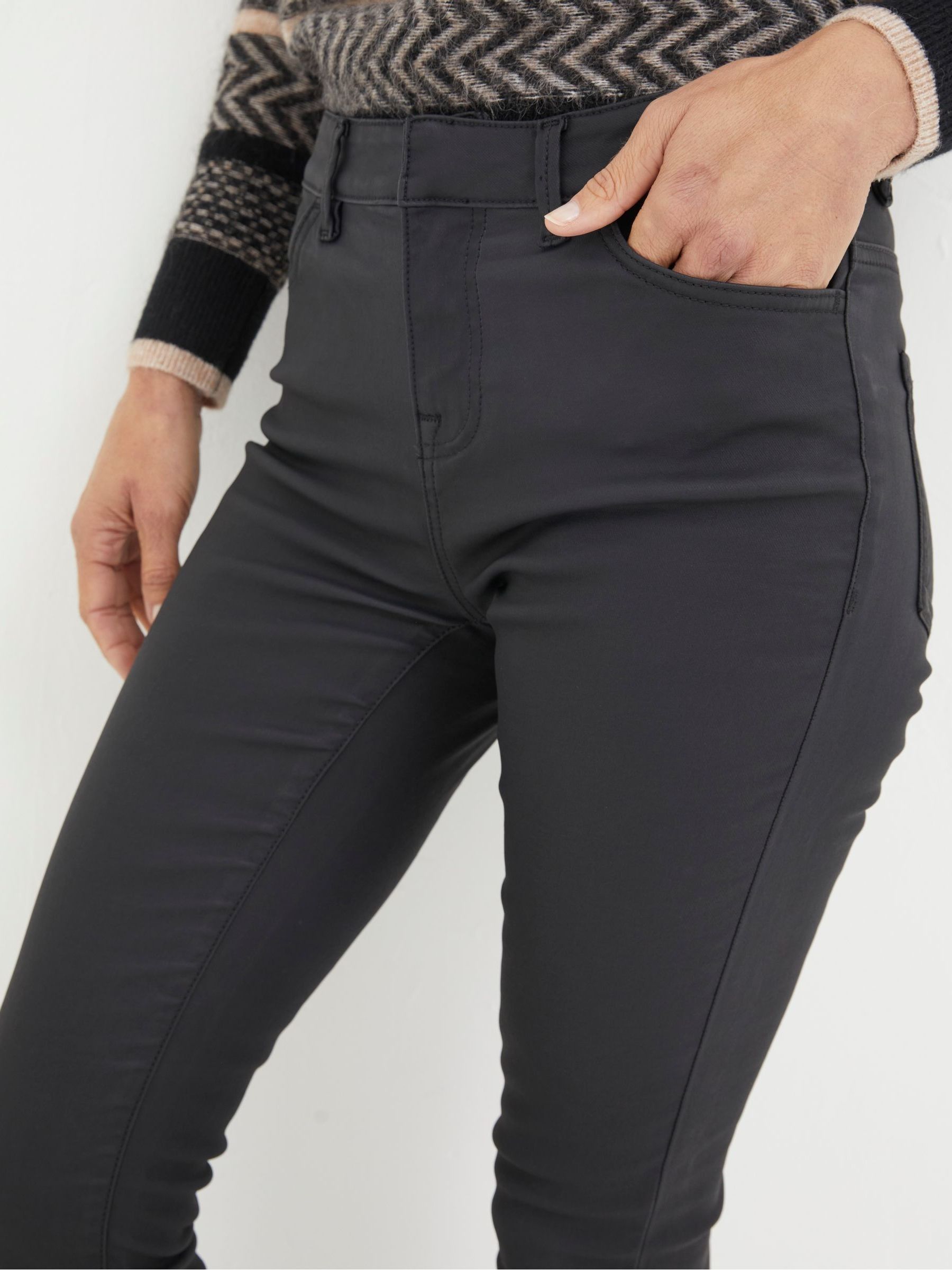 Black Five Pocket Coated Leggings - Image 5 of 6