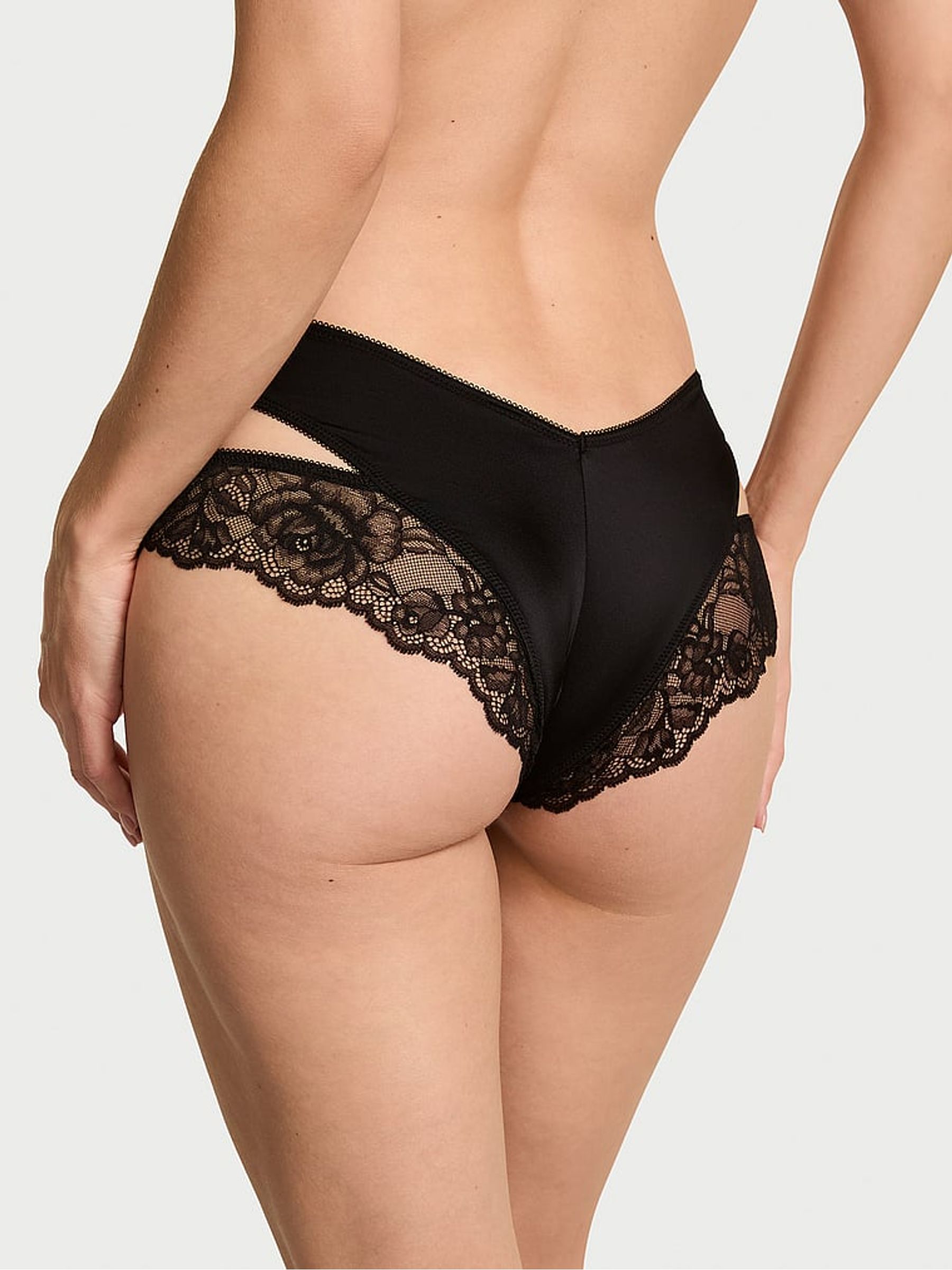 Black Cheeky Lace Trim Cut Out Knickers - Image 2 of 3 Black Cheeky Lace Trim Cut Out Knickers - Image 2 of 3