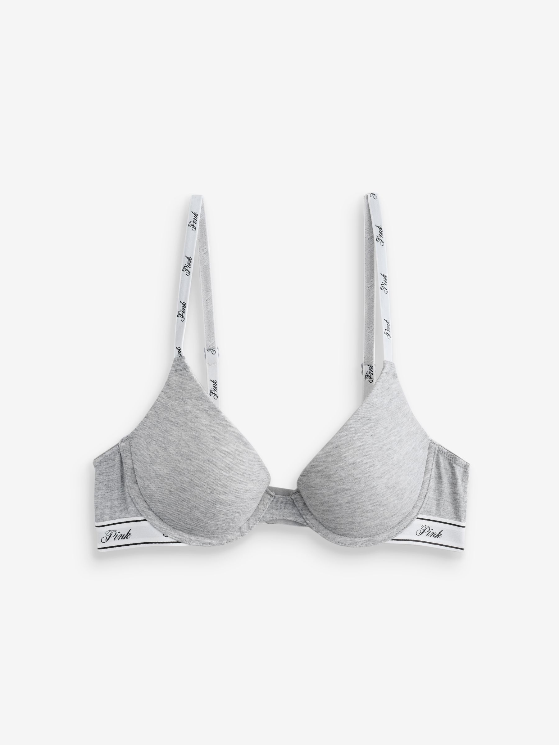 White/Grey Push Up 2 Pack Logo Bra - Image 3 of 8