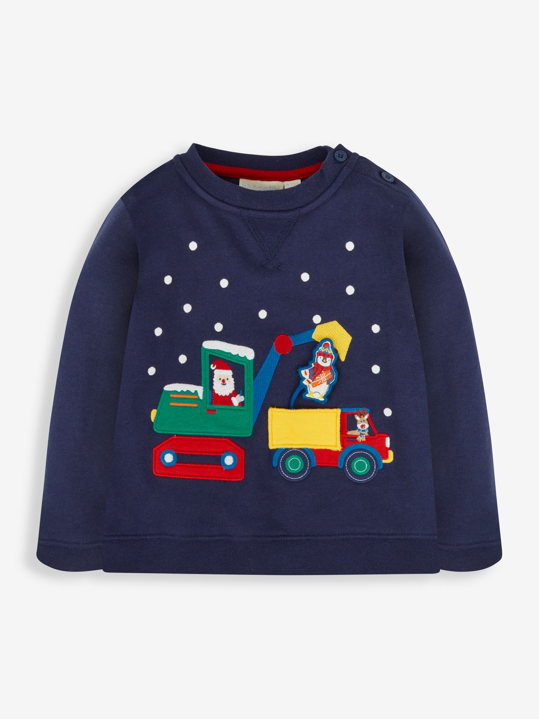 Navy Blue Santa in a Digger Appliqué Sweatshirt - Image 2 of 4