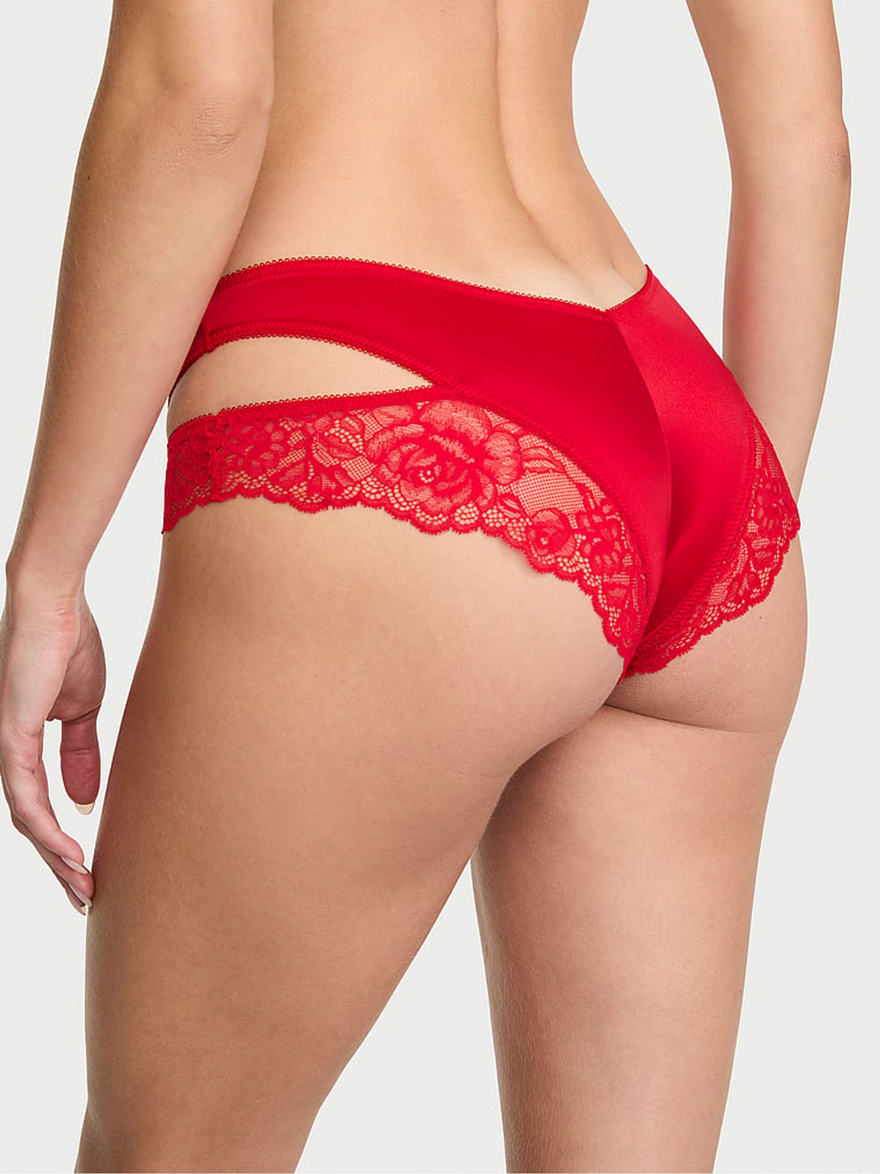 Lipstick Red Cheeky Lace Trim Cut Out Knickers - Image 2 of 2