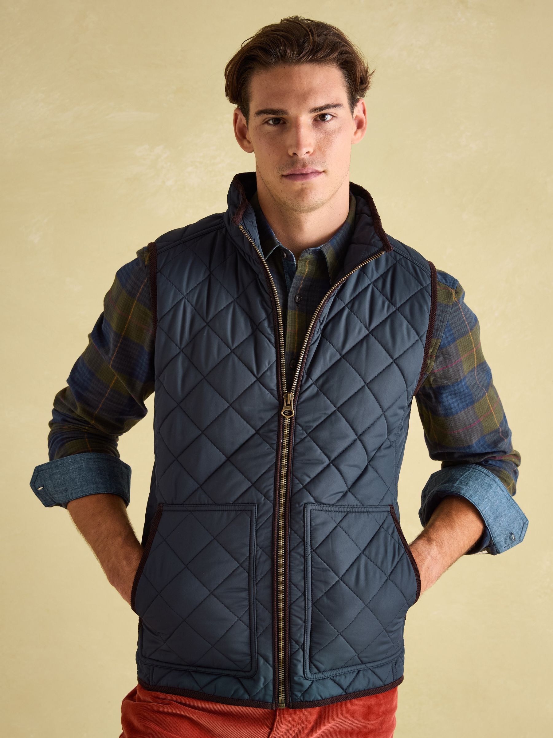 Maynard Navy Blue Diamond Quilted Gilet - Image 1 of 8