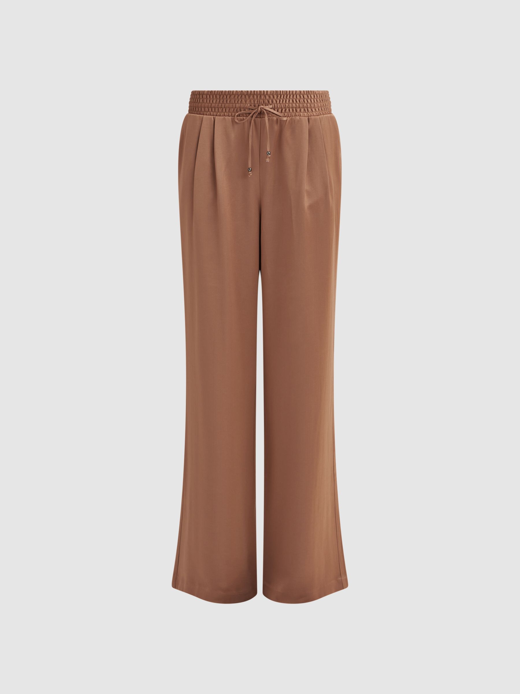 Paige Elasticated Wide Leg Suit Trousers in Camel - Image 2 of 5