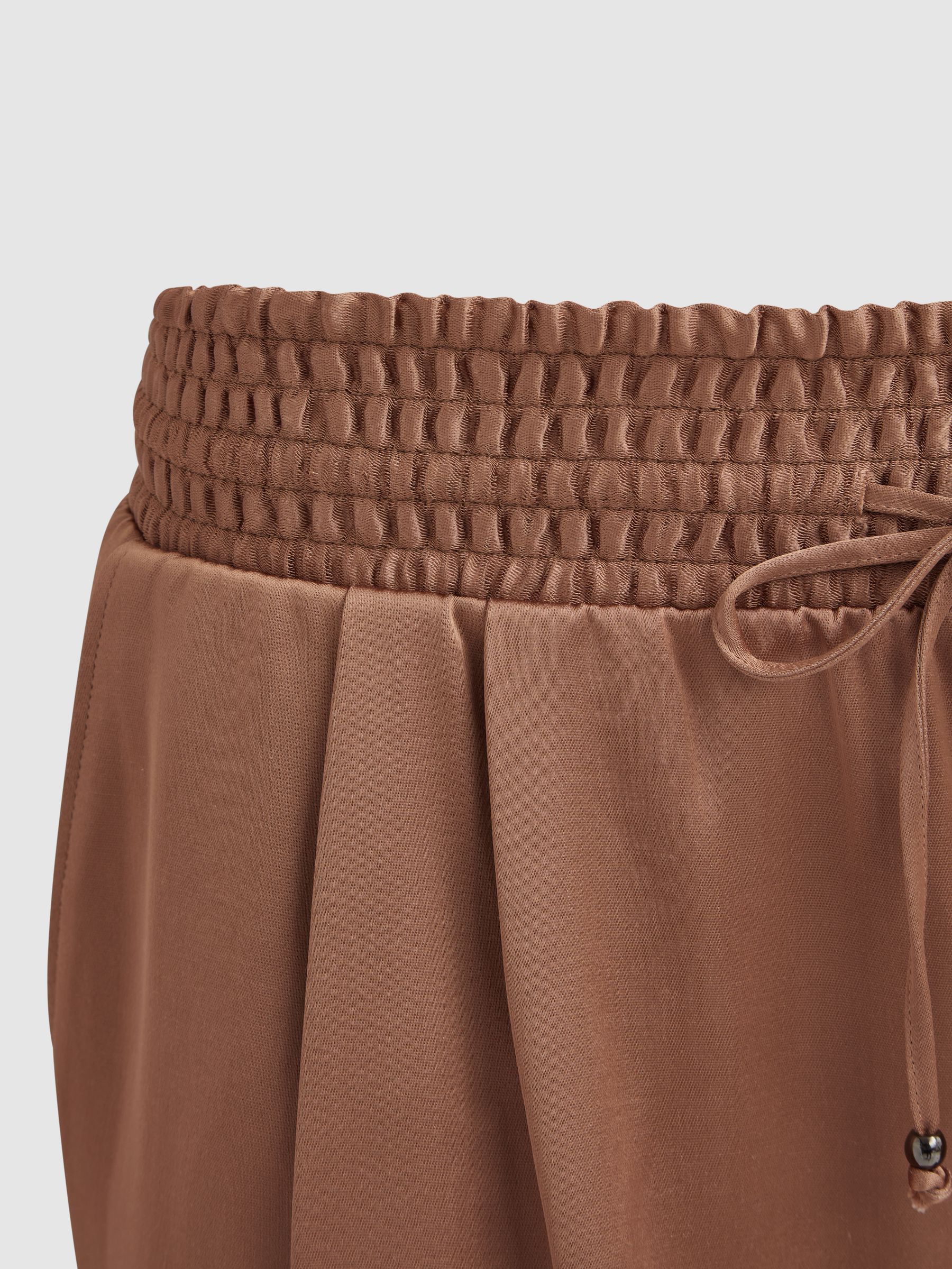 Paige Elasticated Wide Leg Suit Trousers in Camel - Image 5 of 5