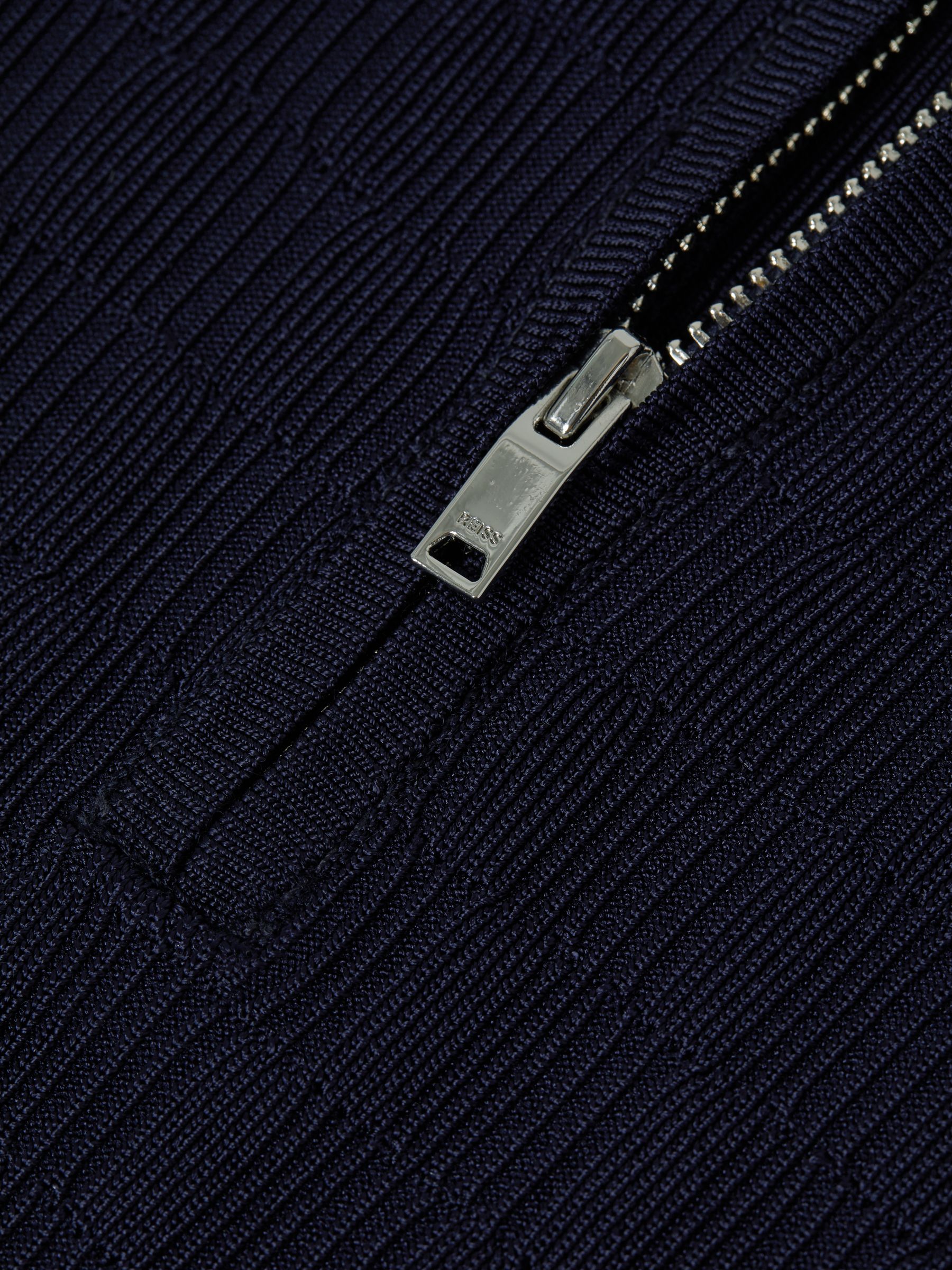 Junior Half-Zip Textured Polo T-Shirt in Navy - Image 6 of 6