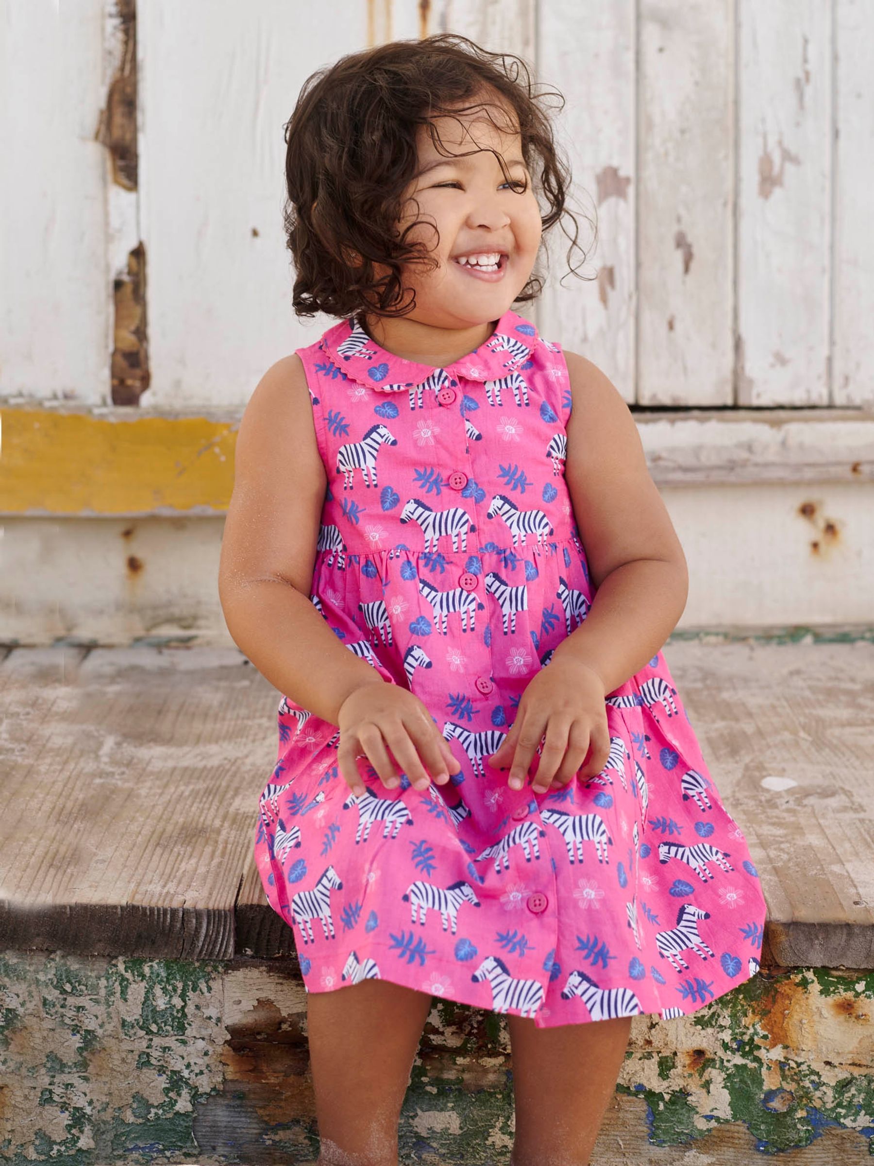 Fuchsia Girls Zebra Shirt Dress - Image 1 of 3