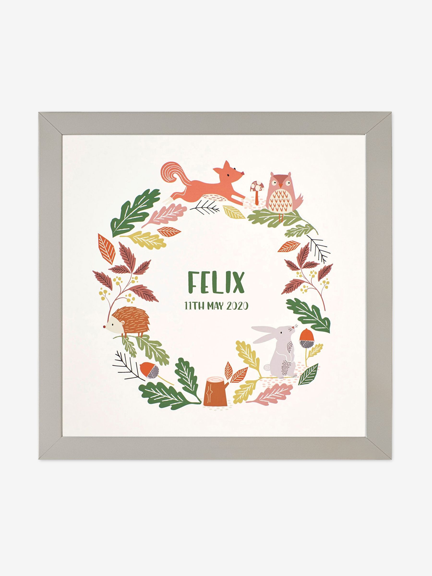 Grey Personalised & Framed Woodland Print - Image 1 of 1