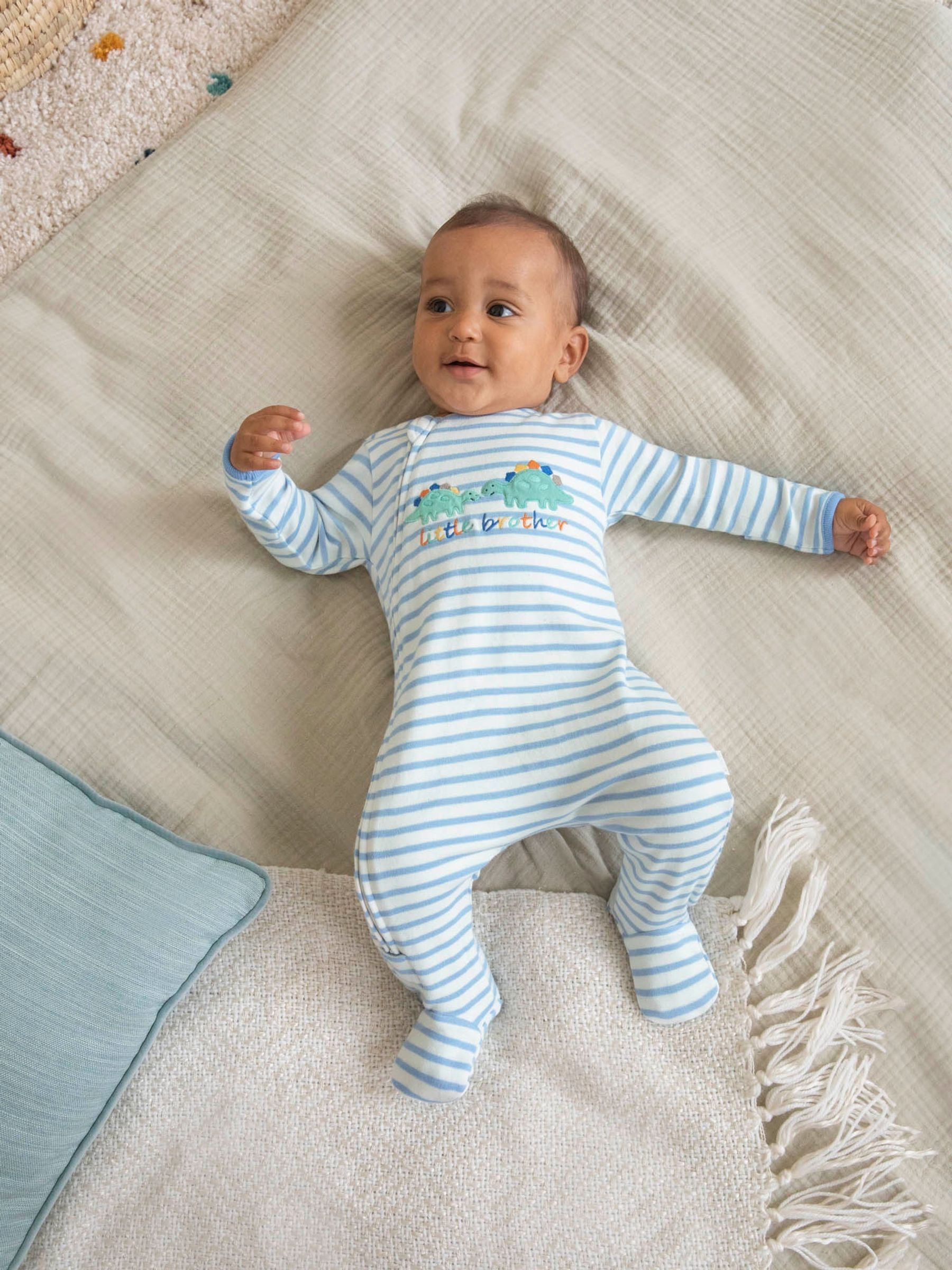 Blue Little Brother Embroidered Zip Sleepsuit - Image 1 of 4