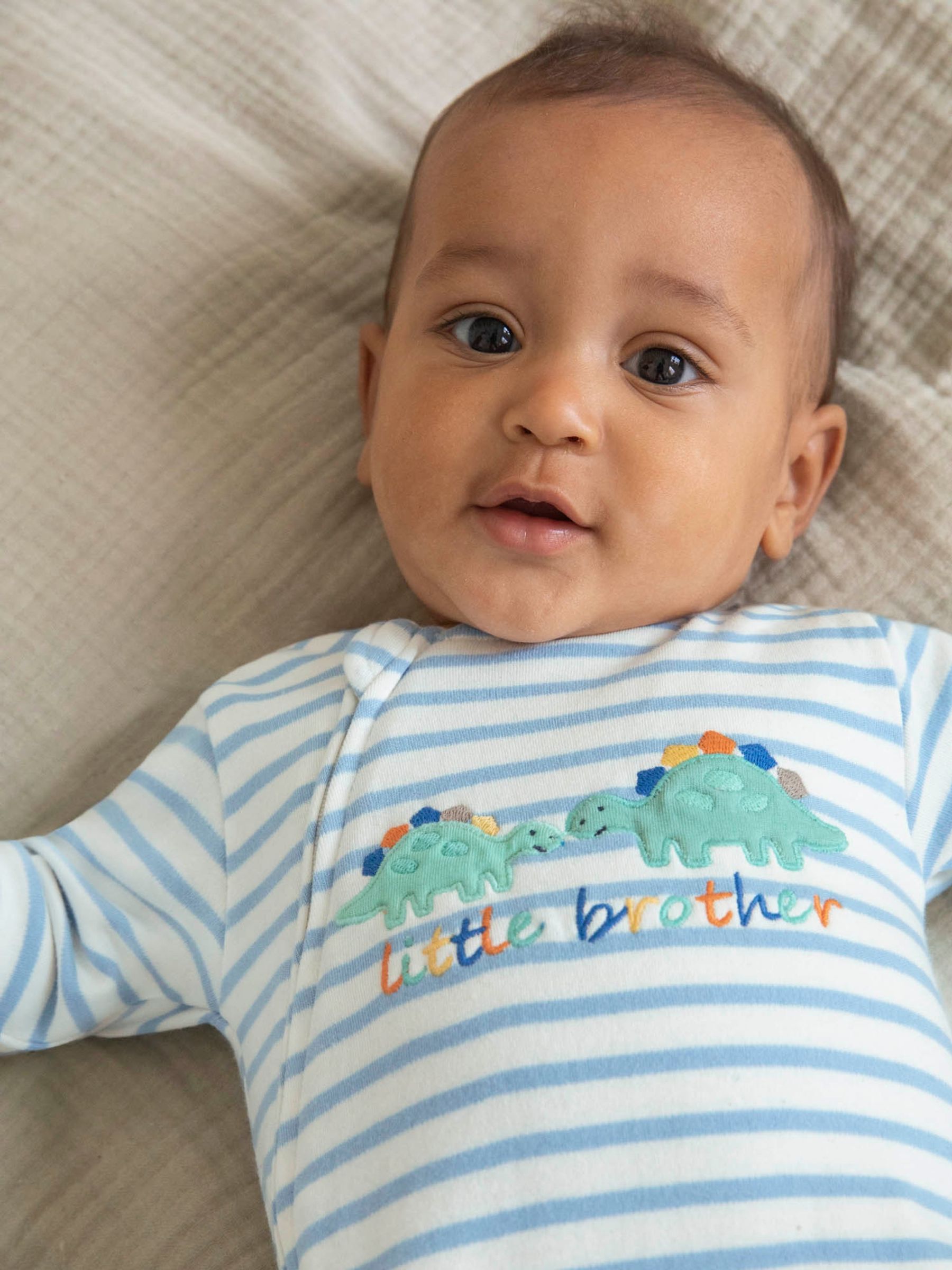 Blue Little Brother Embroidered Zip Sleepsuit - Image 2 of 4
