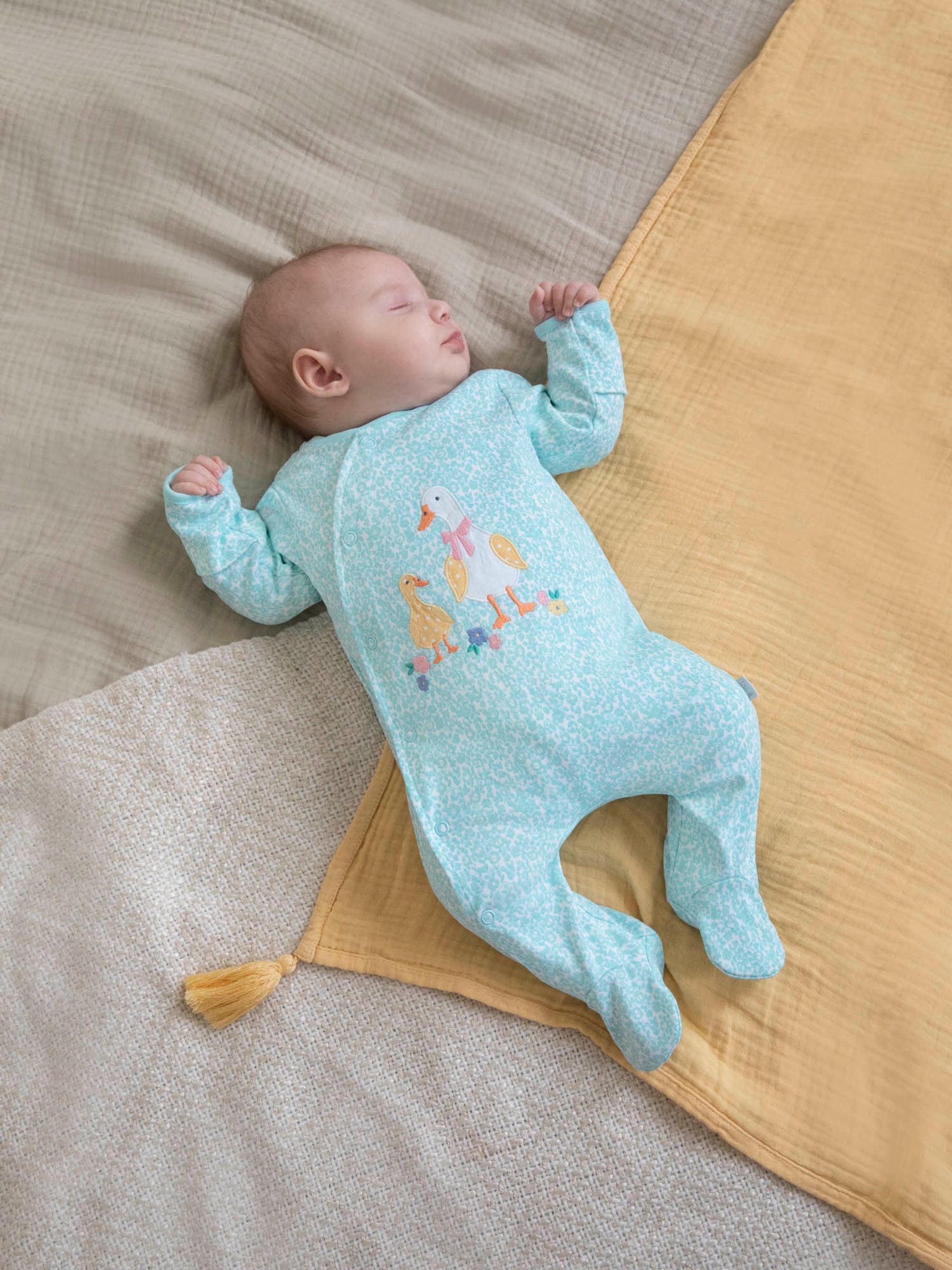 Blue Duck Appliqué Zip Cotton Baby Sleepsuit - Image 2 of 4