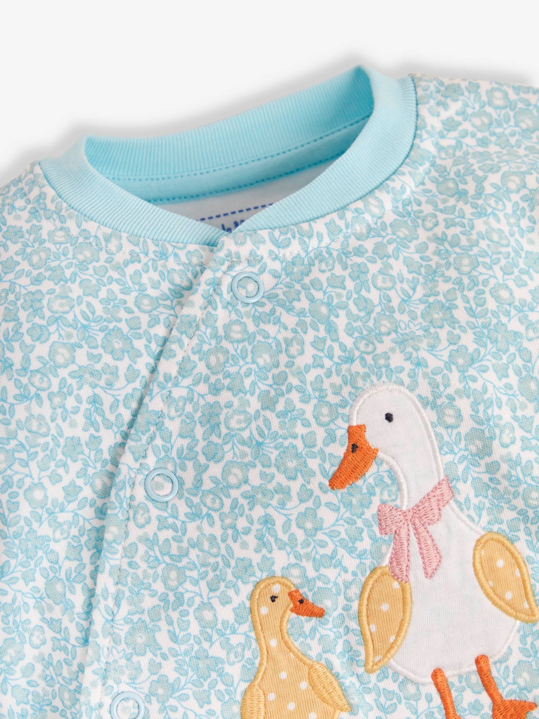 Blue Duck Appliqué Zip Cotton Baby Sleepsuit - Image 4 of 4