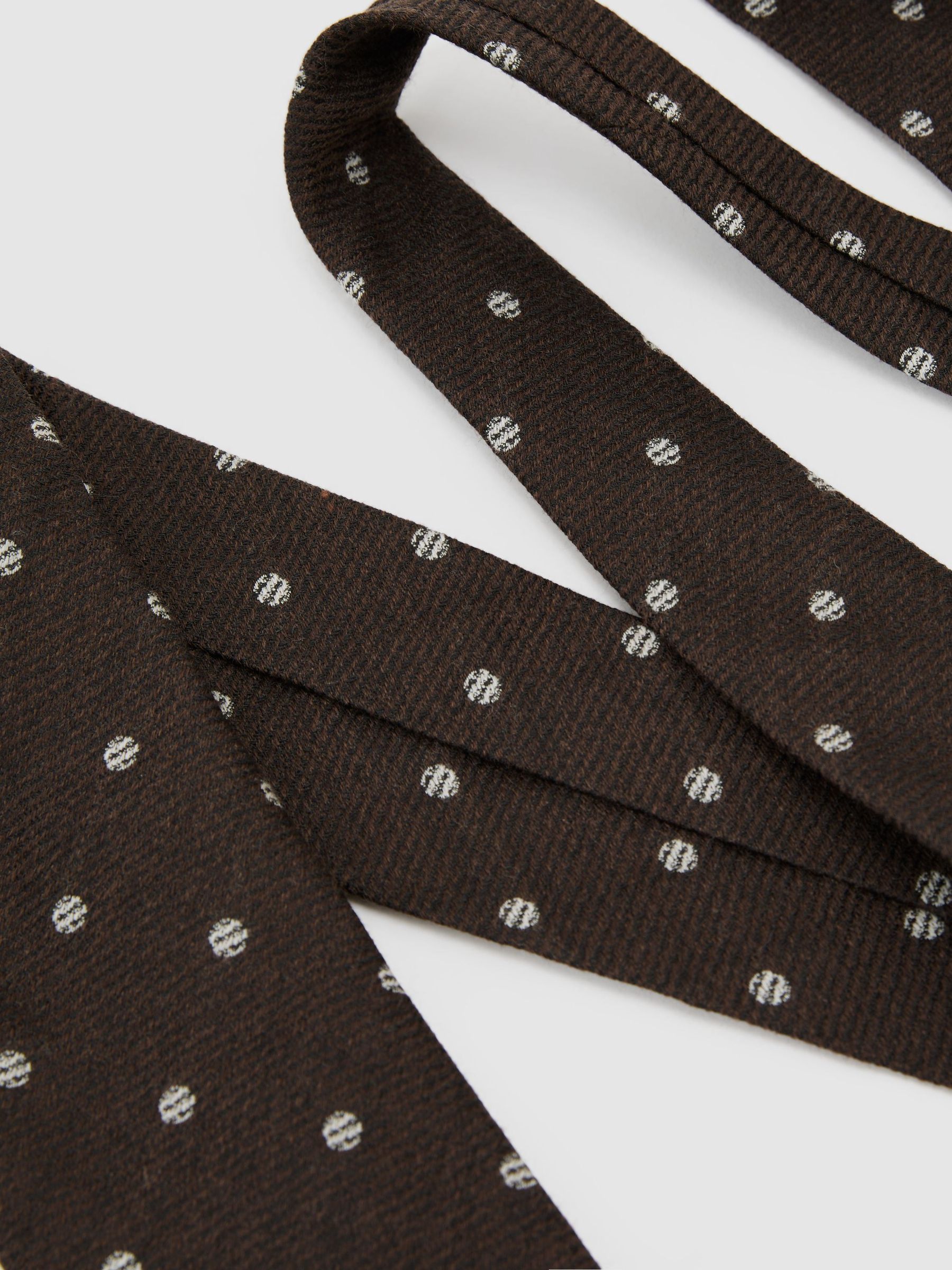 Wool-Silk Textured Polka-Dot Tie in Chocolate Brown - Image 3 of 5