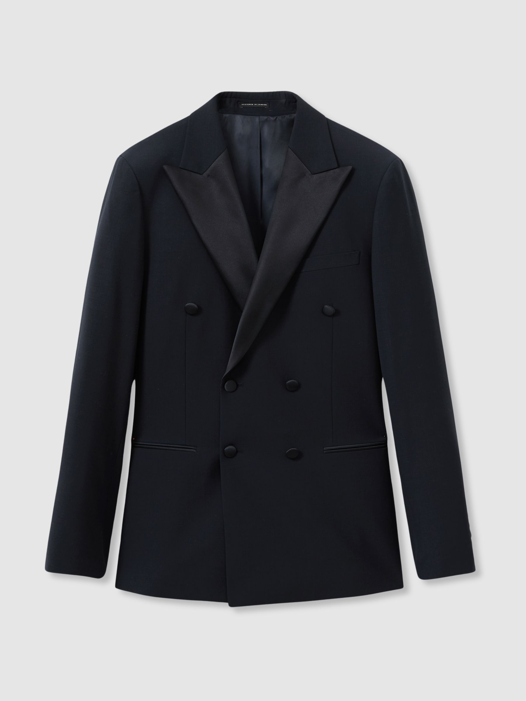 Double Breasted Tuxedo Slim Fit Jacket in Navy - Image 2 of 7