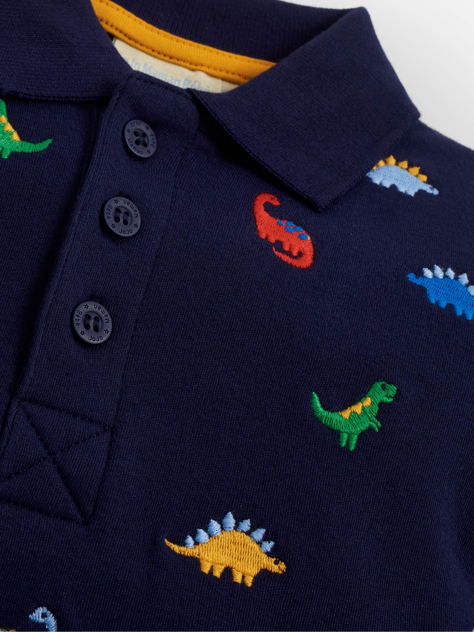 Navy Boys' Dinosaur Embroidered Polo Shirt - Image 2 of 2