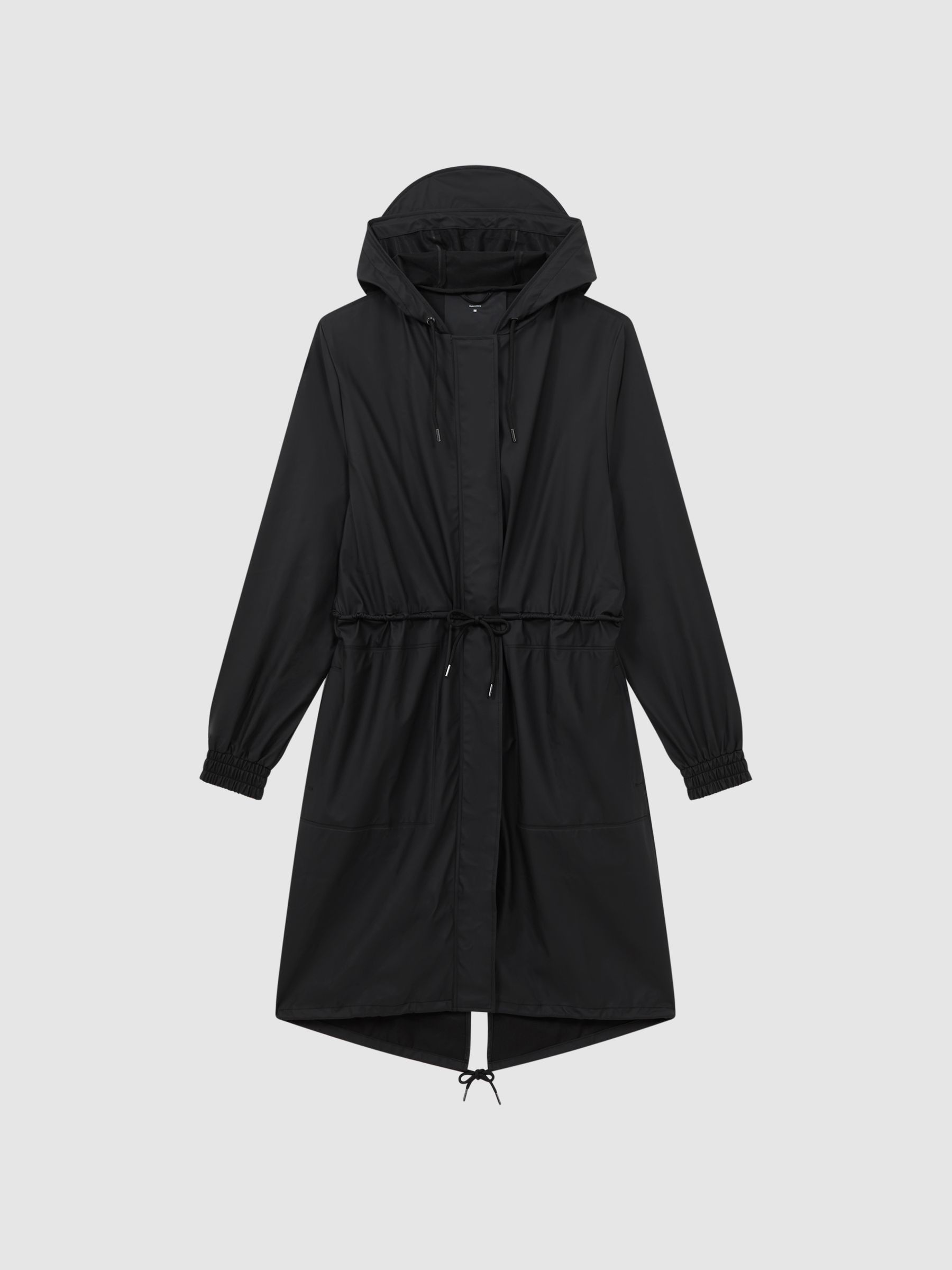 Rains Drawstring Parka Raincoat in Black - Image 2 of 6