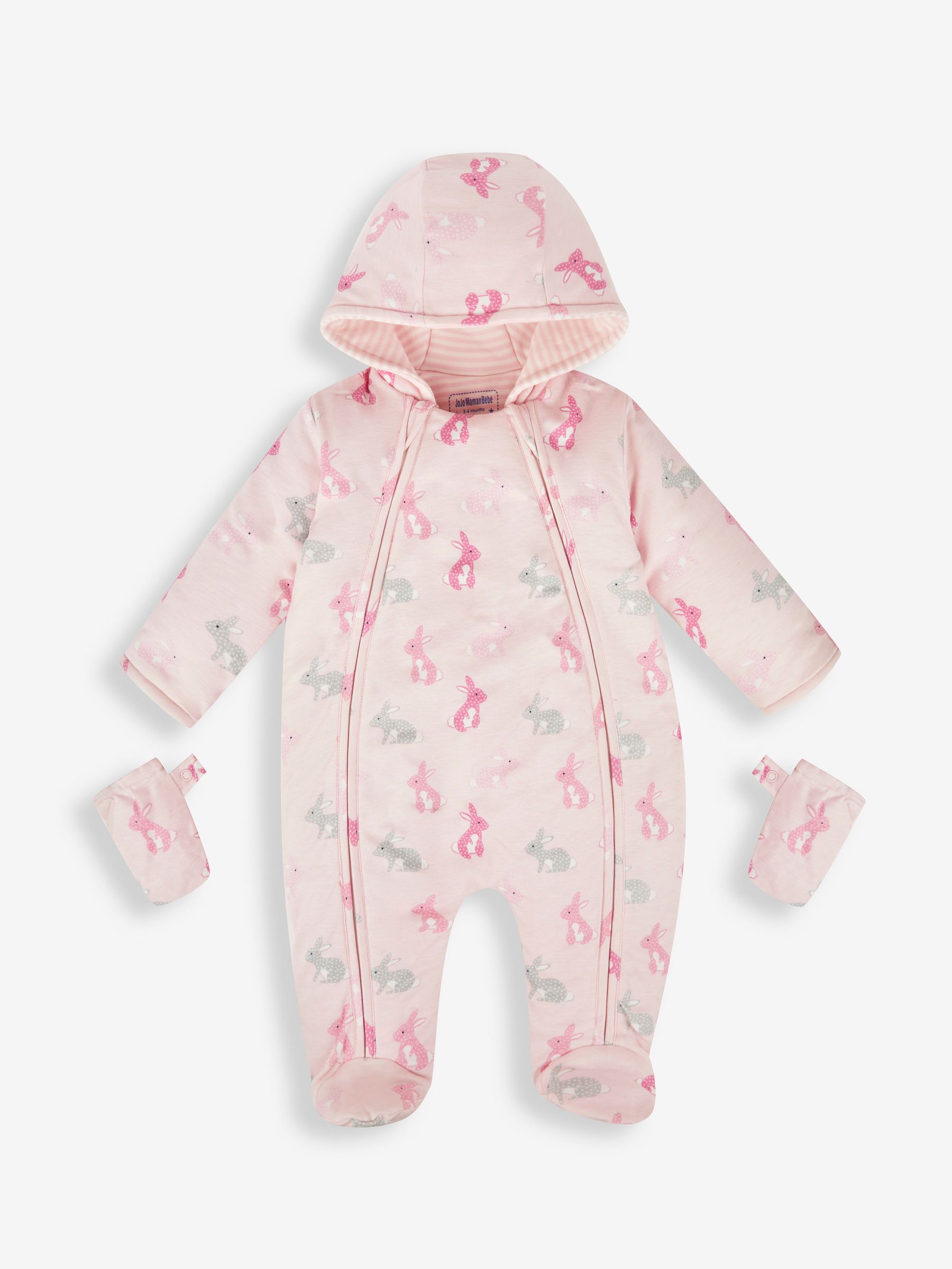 Pink Bunny Print Pramsuit - Image 2 of 3