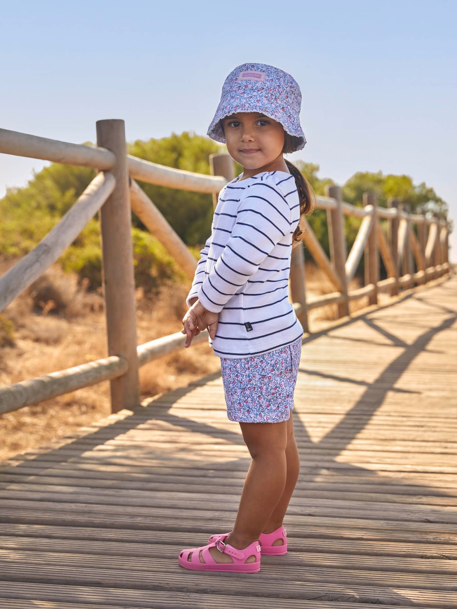 Pink Strawberry Ditsy Print Twill Sun Hat - Image 3 of 7