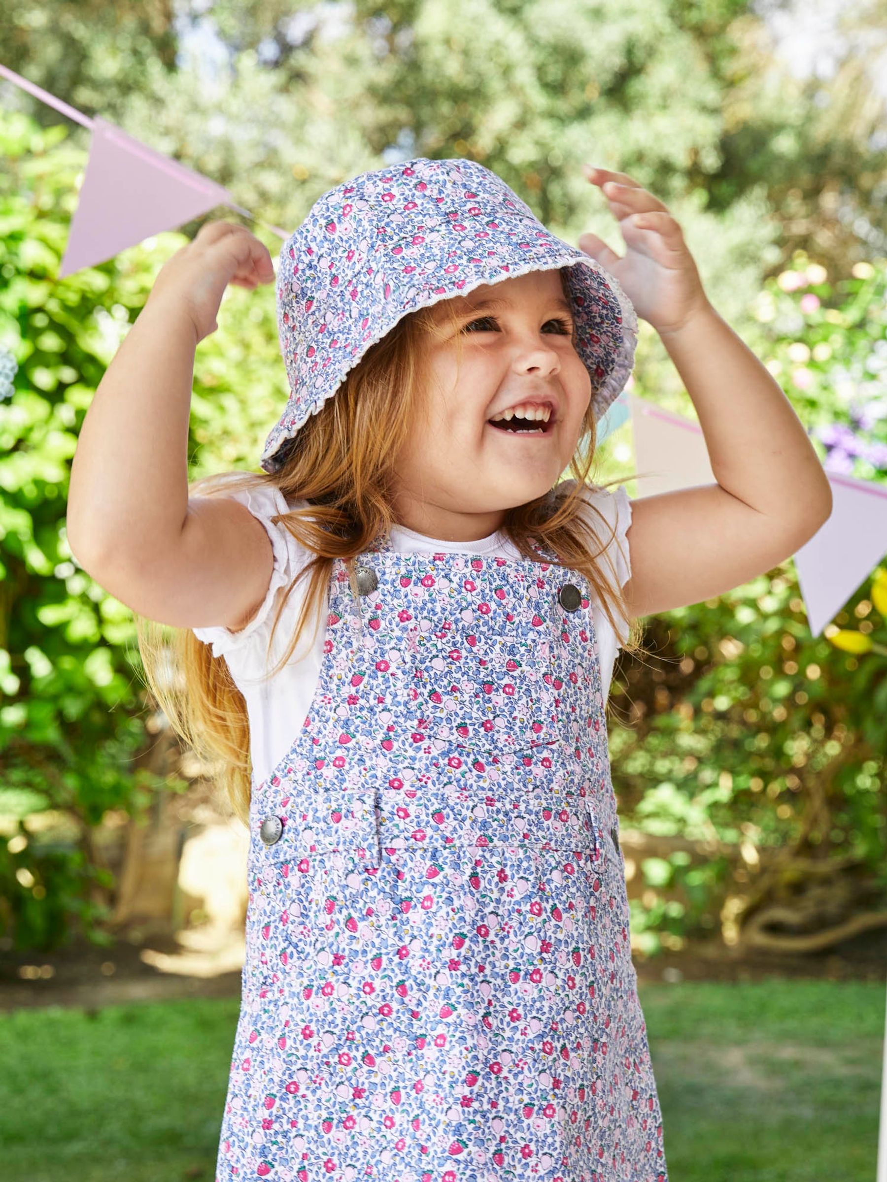 Pink Strawberry Ditsy Print Twill Sun Hat - Image 5 of 7