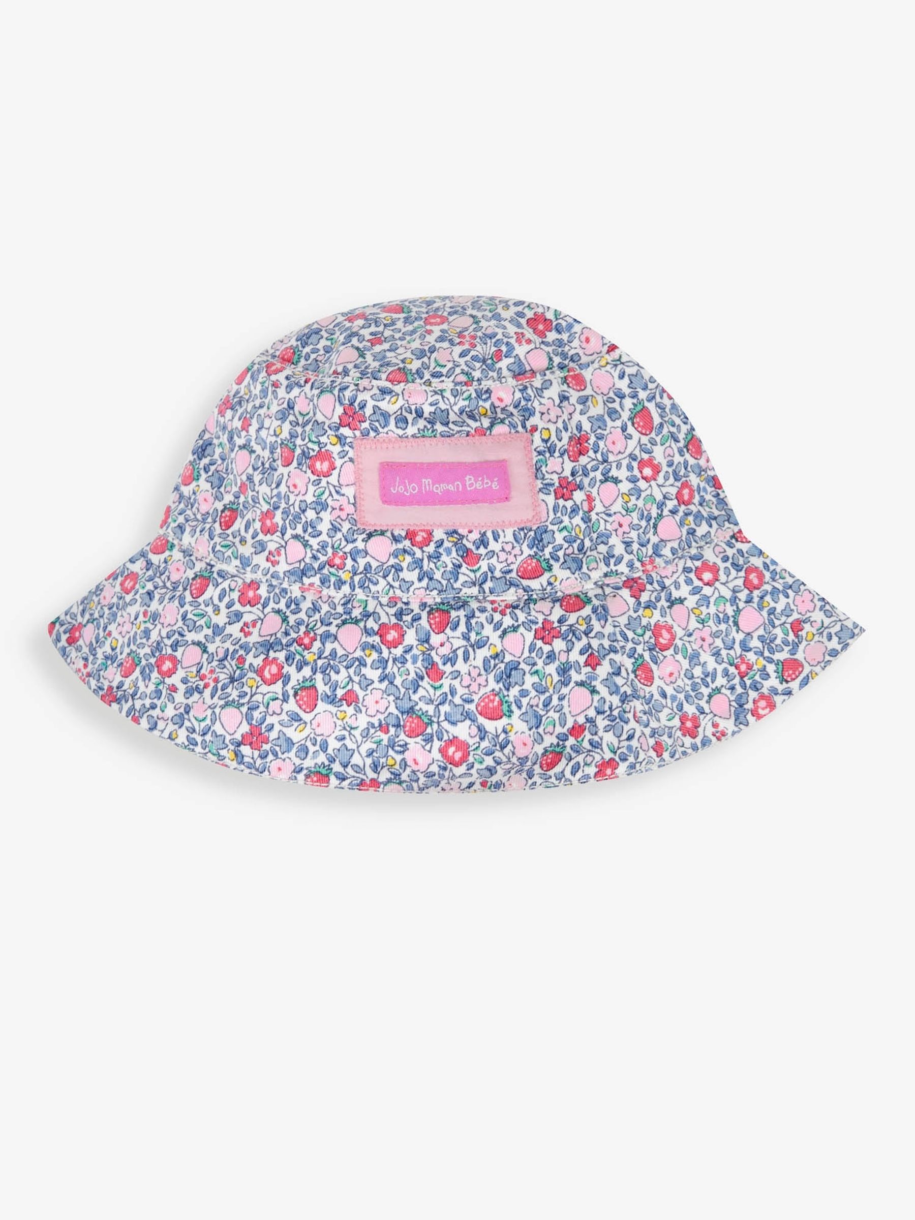Pink Strawberry Ditsy Print Twill Sun Hat - Image 6 of 7