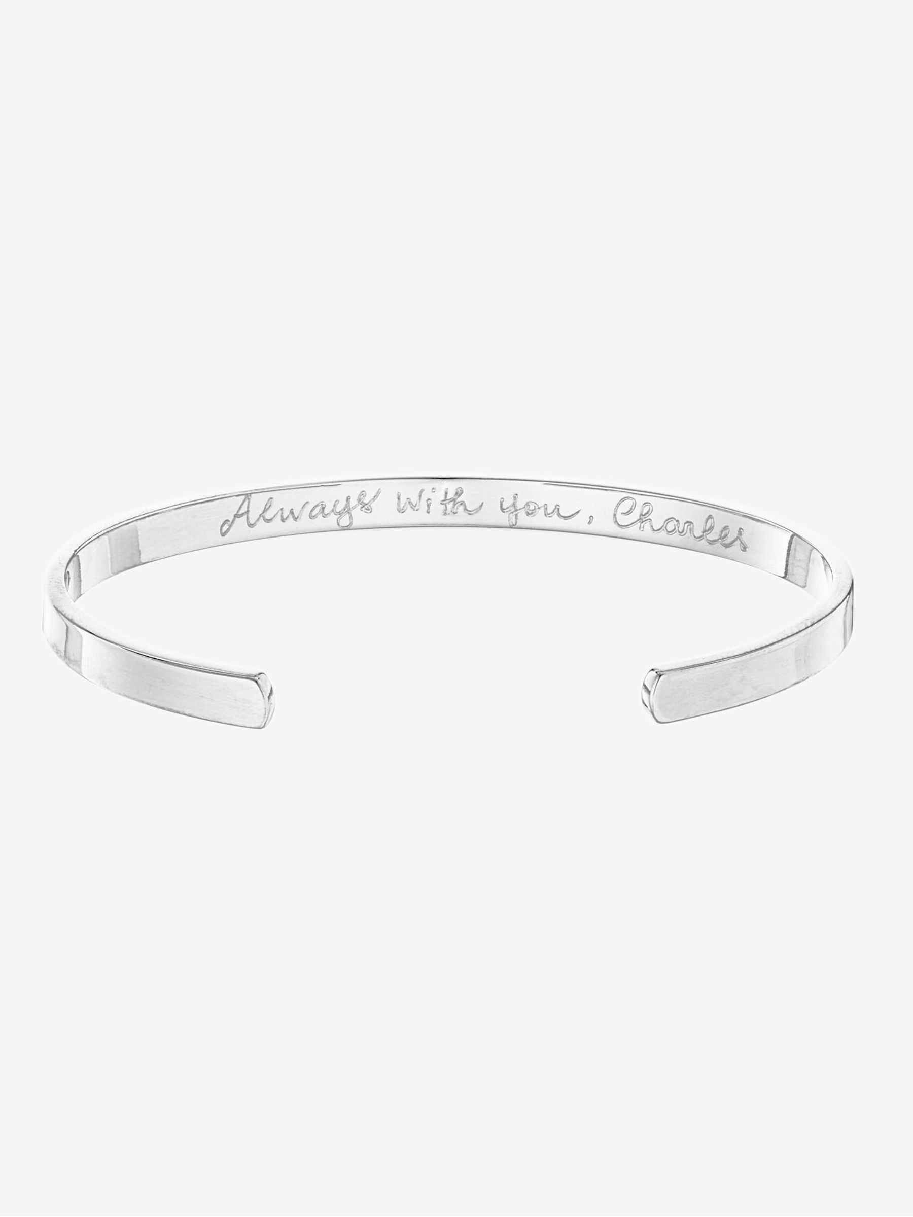 Sterling Silver Merci Maman Personalised Open Bangle - Image 1 of 1