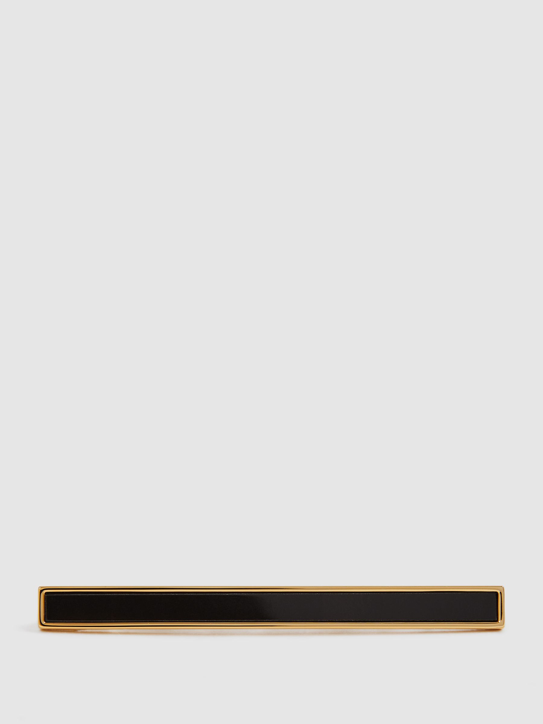 Stone Insert Tie Bar in Gold - Image 1 of 5 Stone Insert Tie Bar in Gold - Image 1 of 5