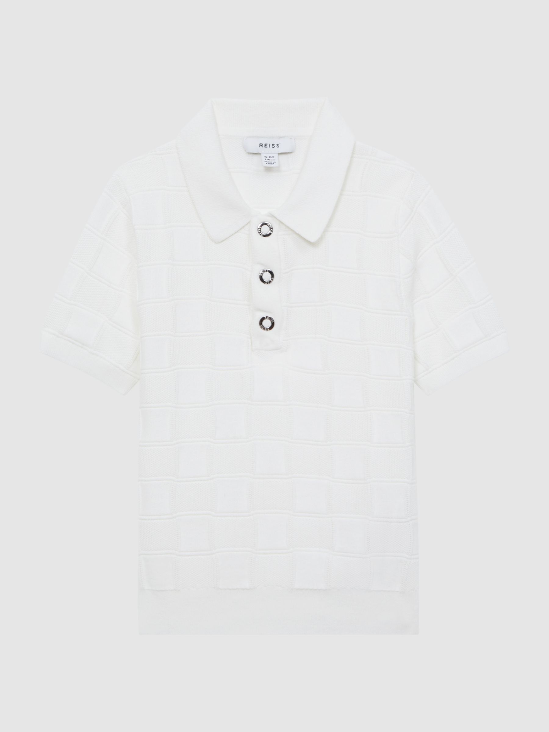 Senior Cotton Press-Stud Polo T-Shirt in White - Image 2 of 7