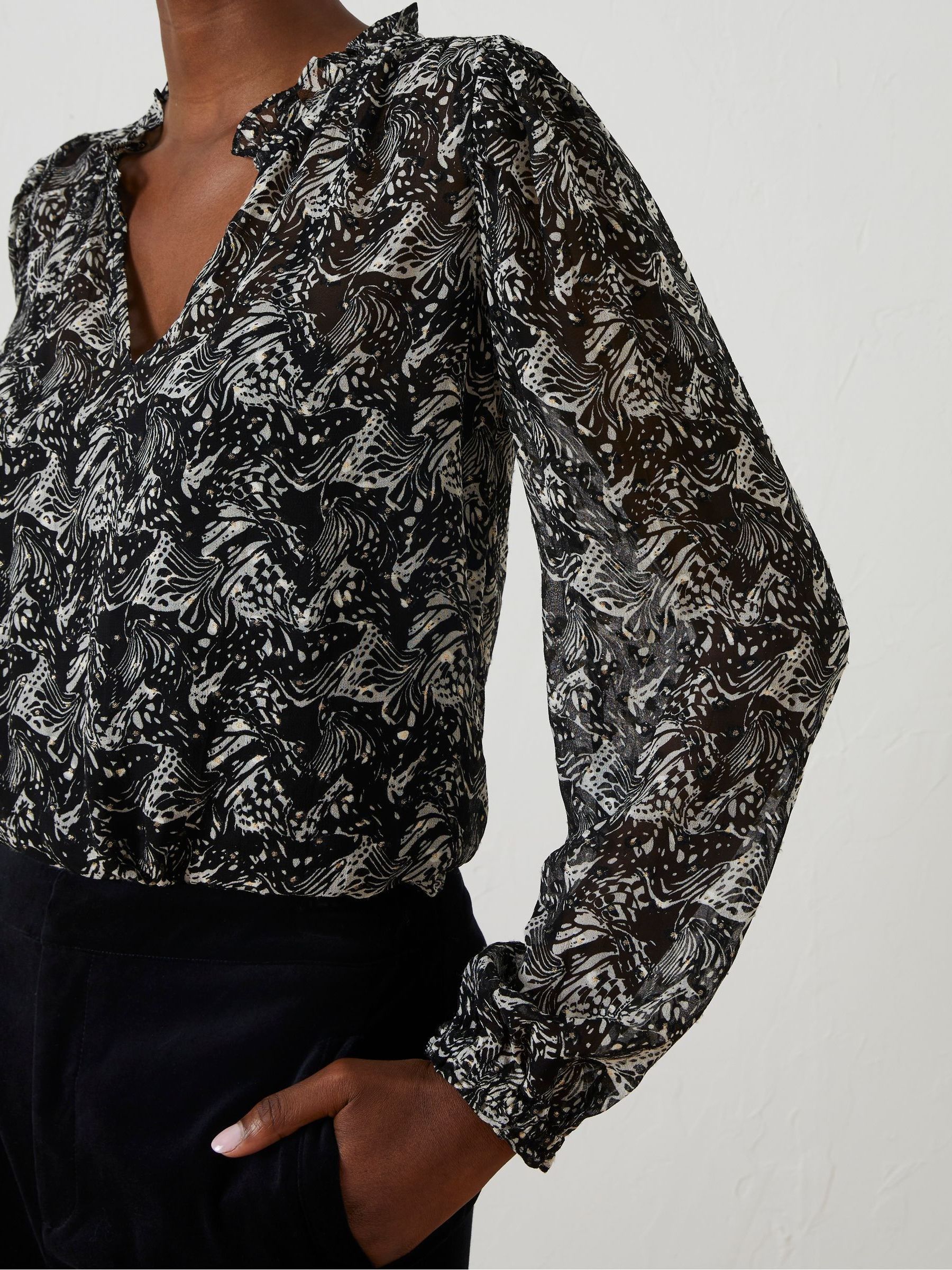 Black Charlie Abstract Butterfly Blouse - Image 5 of 6