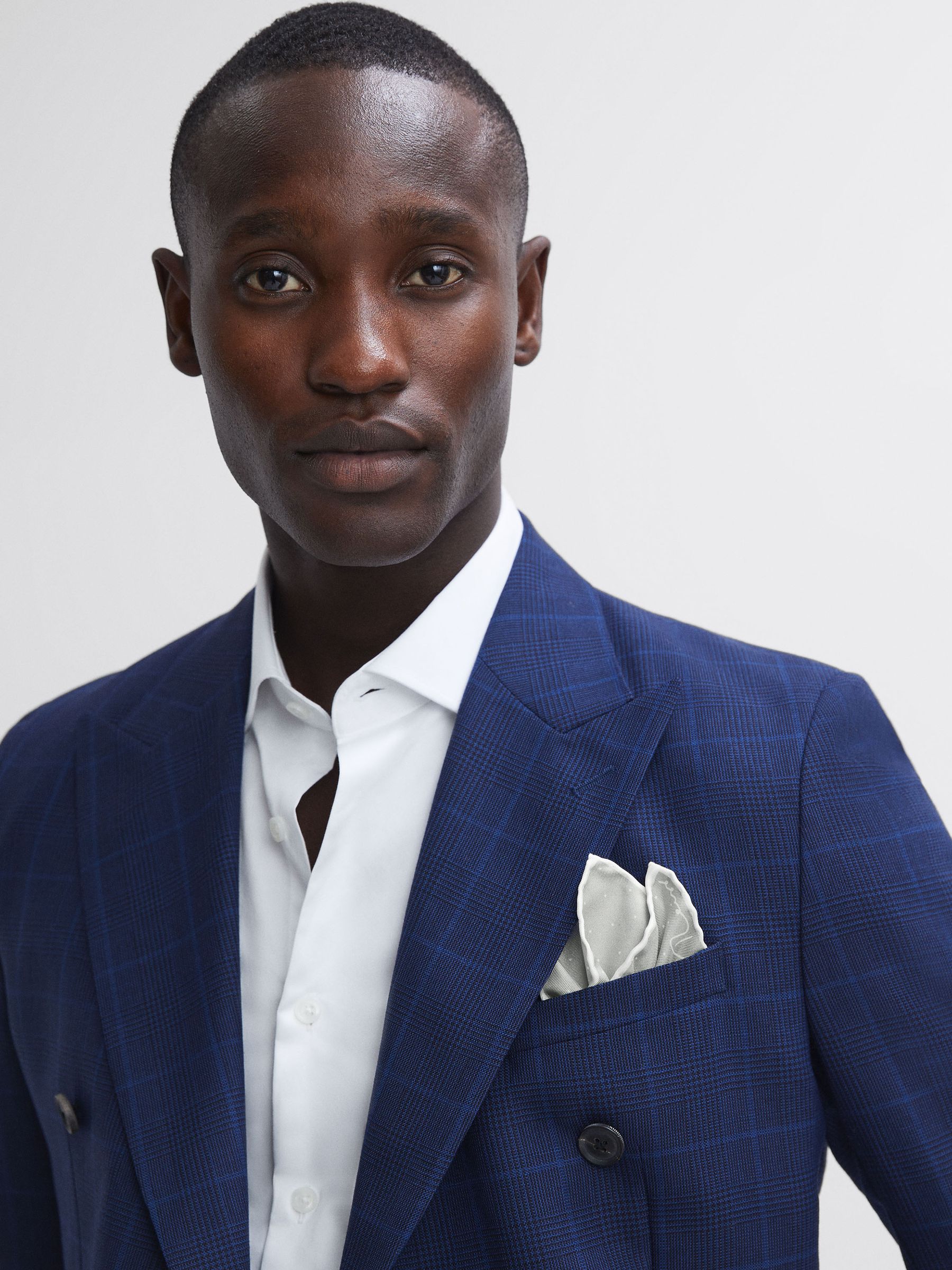 Polka Dot Silk Pocket Square in Silver - Image 2 of 5