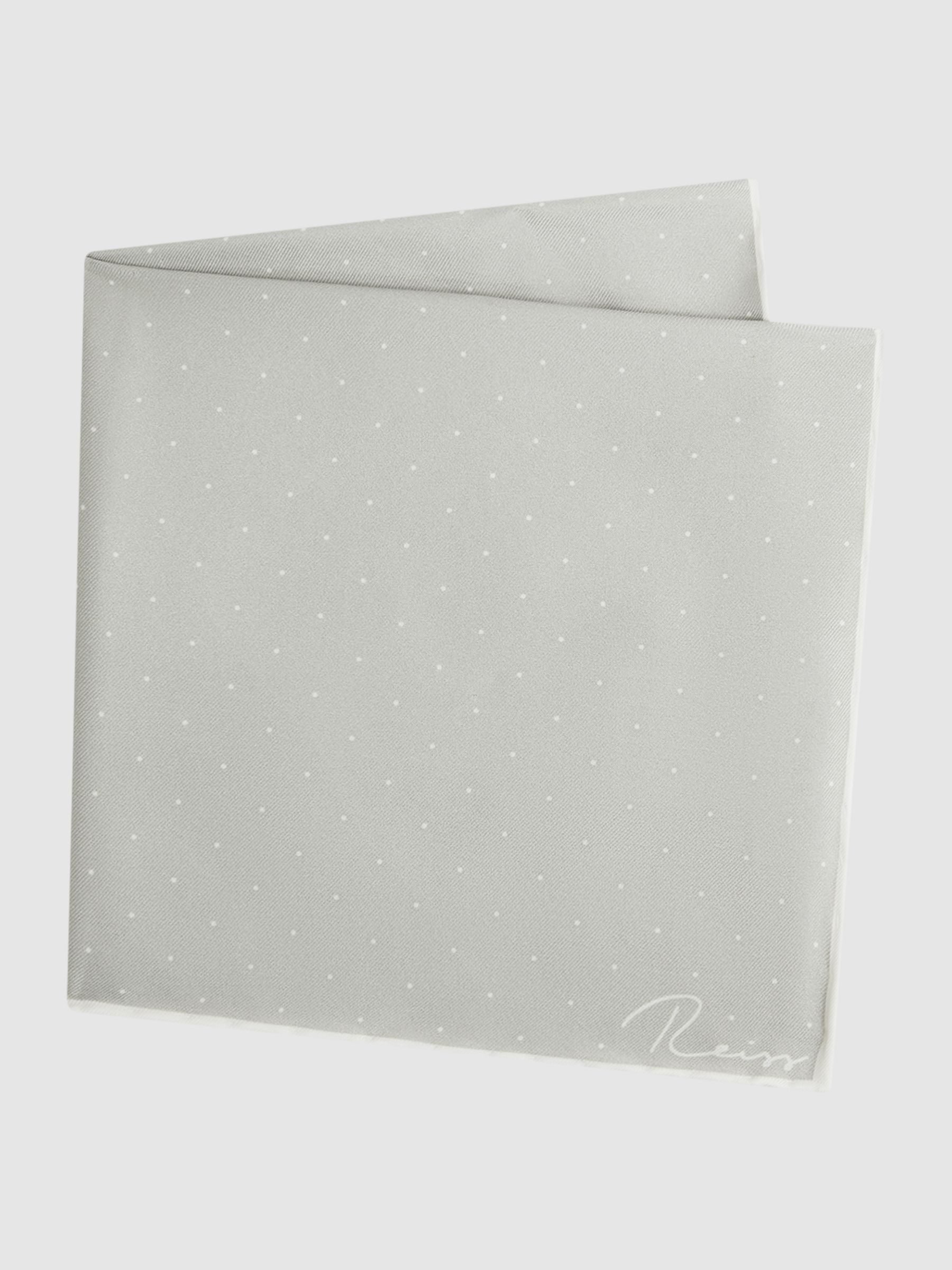 Polka Dot Silk Pocket Square in Silver - Image 3 of 5