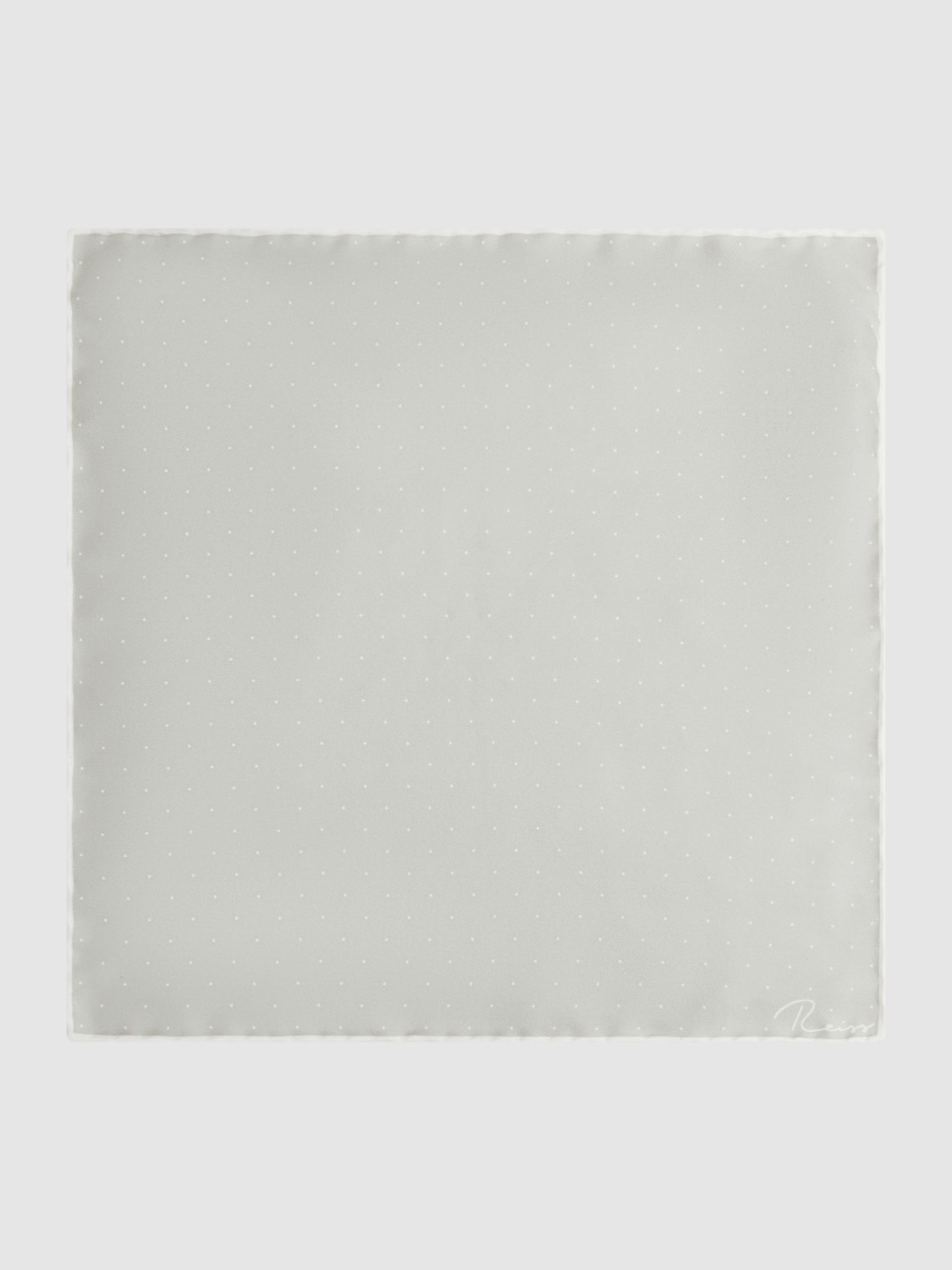Polka Dot Silk Pocket Square in Silver - Image 4 of 5