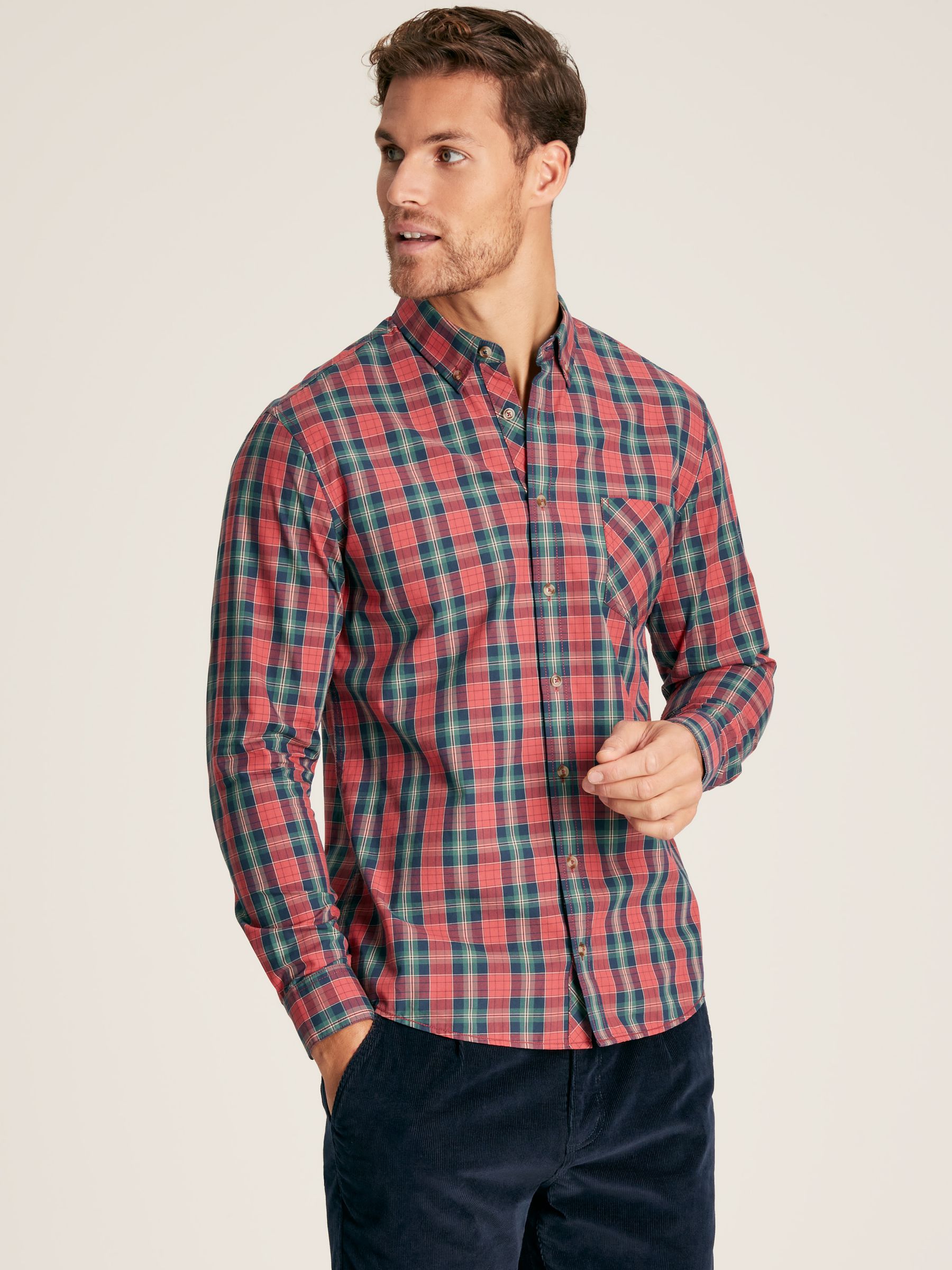 Goodridge Red Check Long Sleeve Cotton Poplin Shirt - Image 1 of 7
