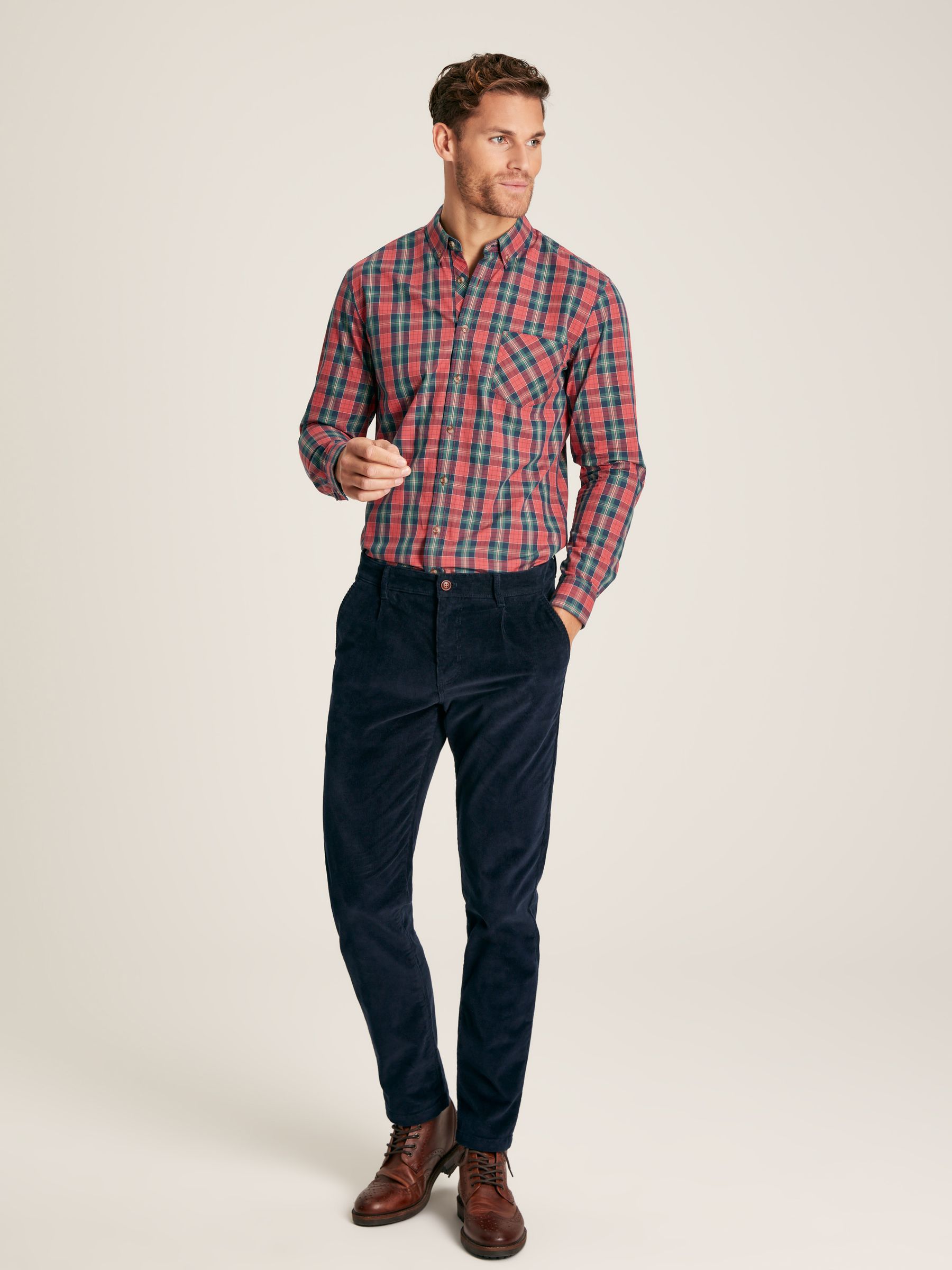 Goodridge Red Check Long Sleeve Cotton Poplin Shirt - Image 3 of 7
